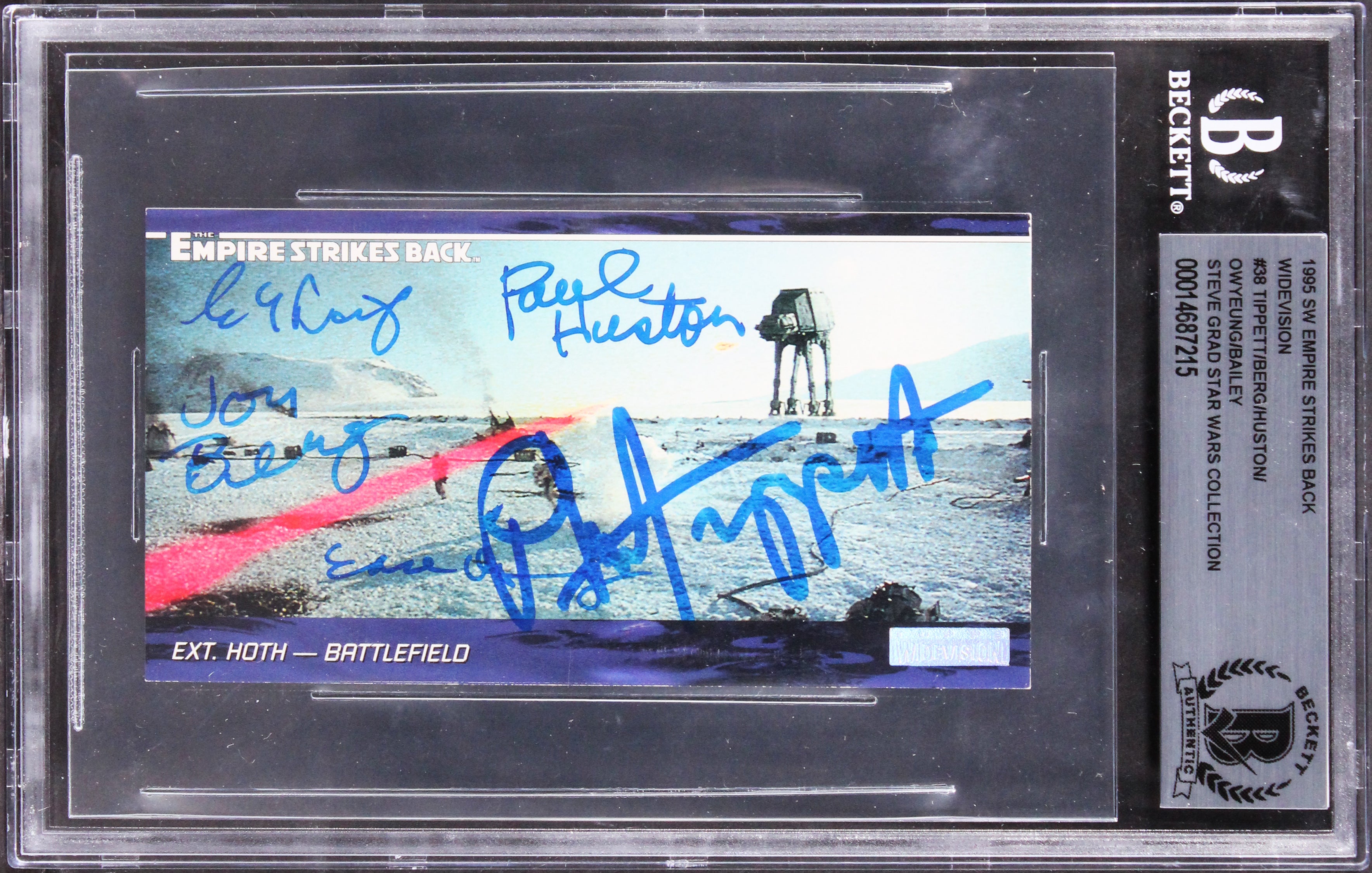 Star Wars (5) Tippett, Huston +3 Signed 1995 SW ESB Widevision #38 Card BAS Slab
