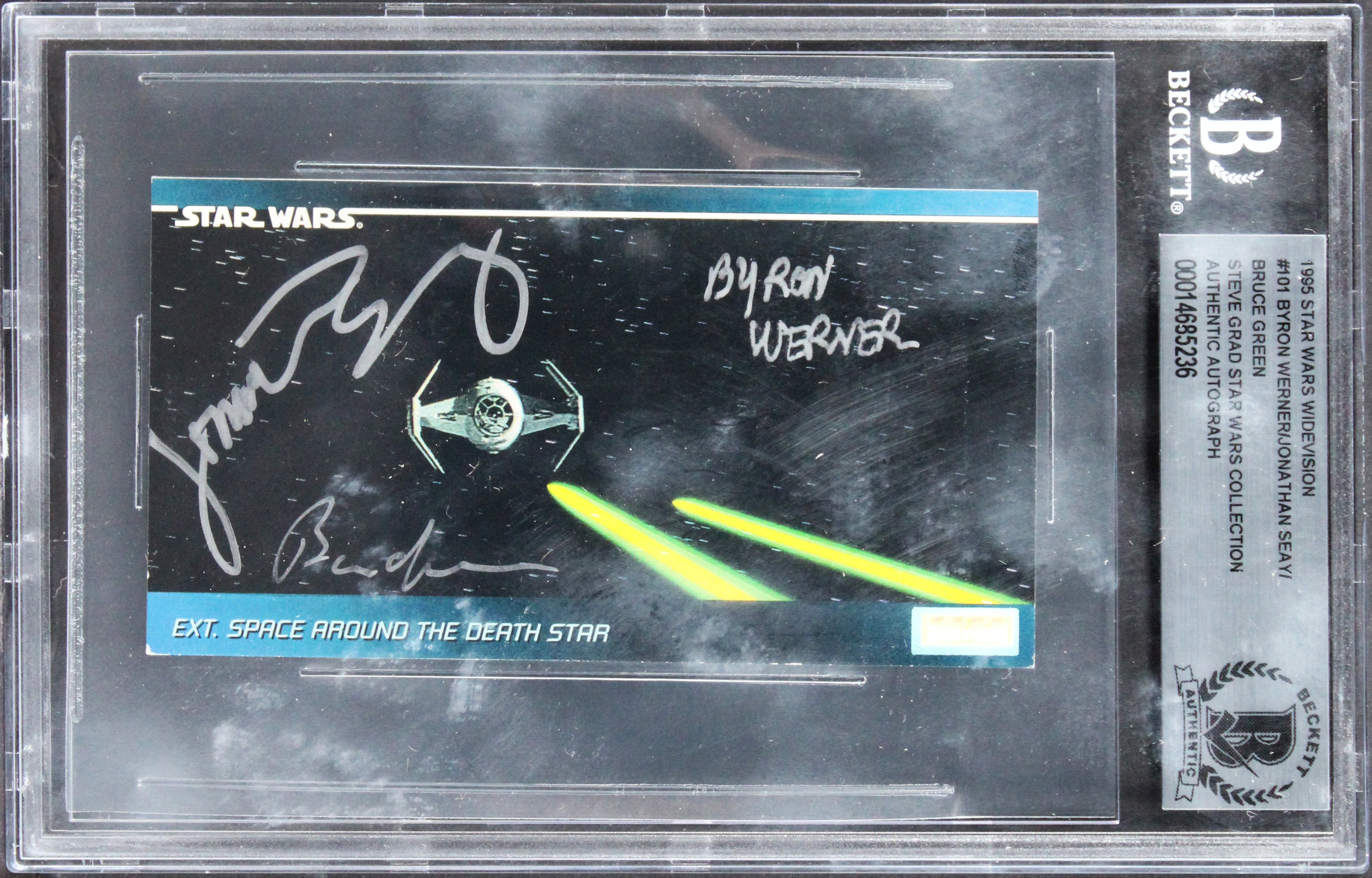 Star Wars (3) Werner, Green +1 Signed 1995 SW Widevision #101 Card BAS Slabbed