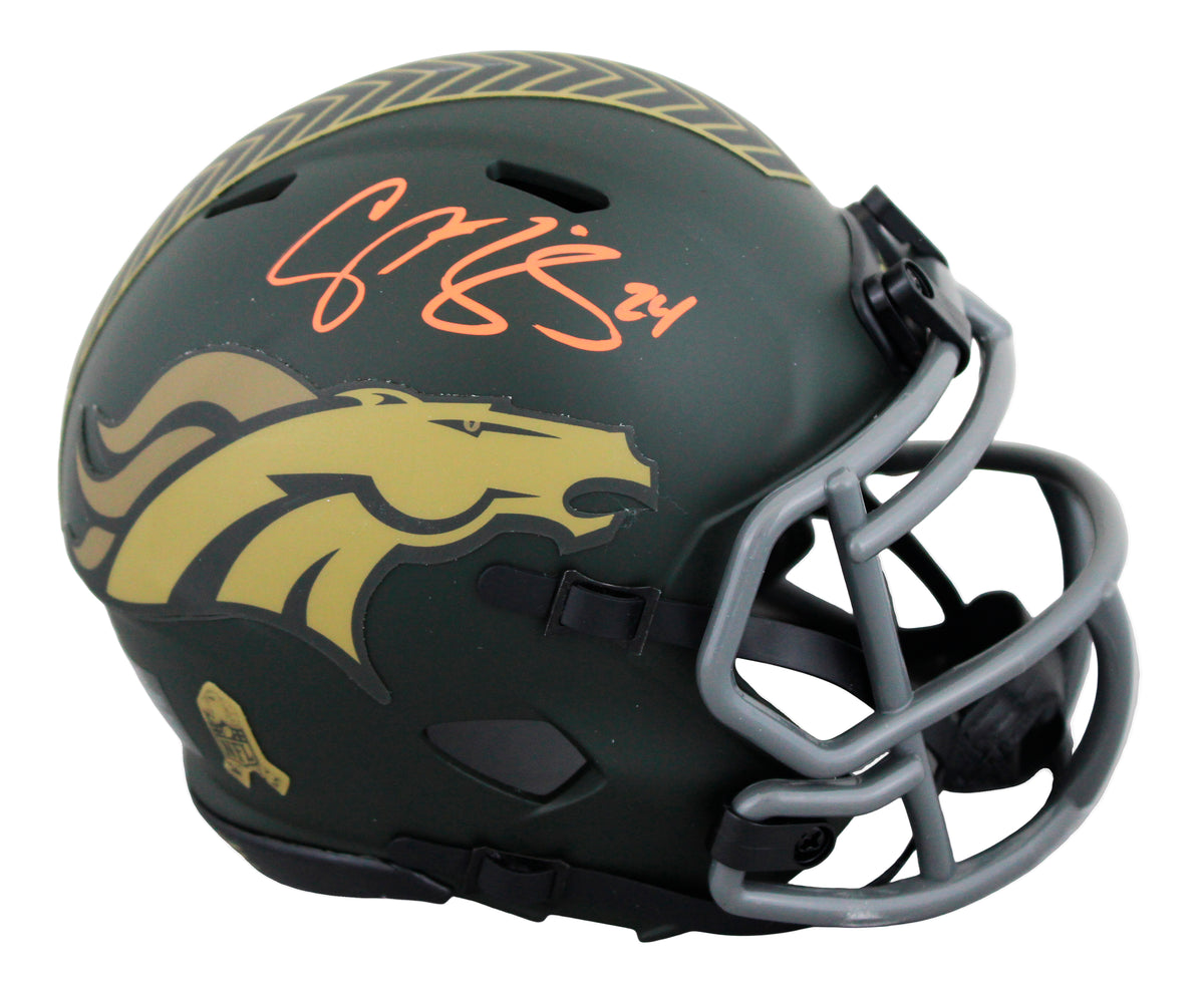 Broncos Champ Bailey Signed STS IV Speed Mini Helmet W/ Case BAS Witnessed