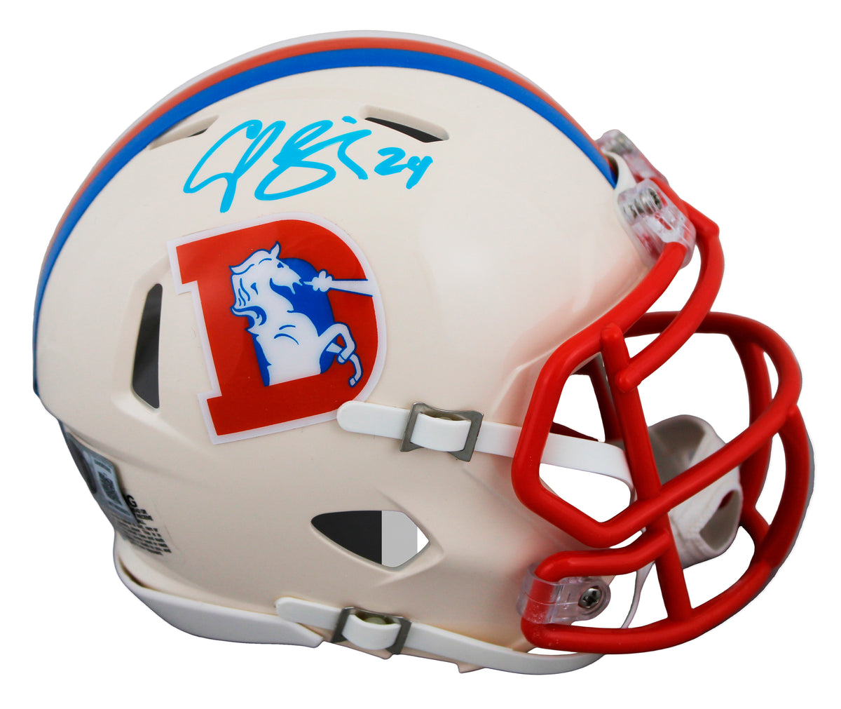 Broncos Champ Bailey Authentic Signed Retro Speed Mini Helmet BAS Witnessed