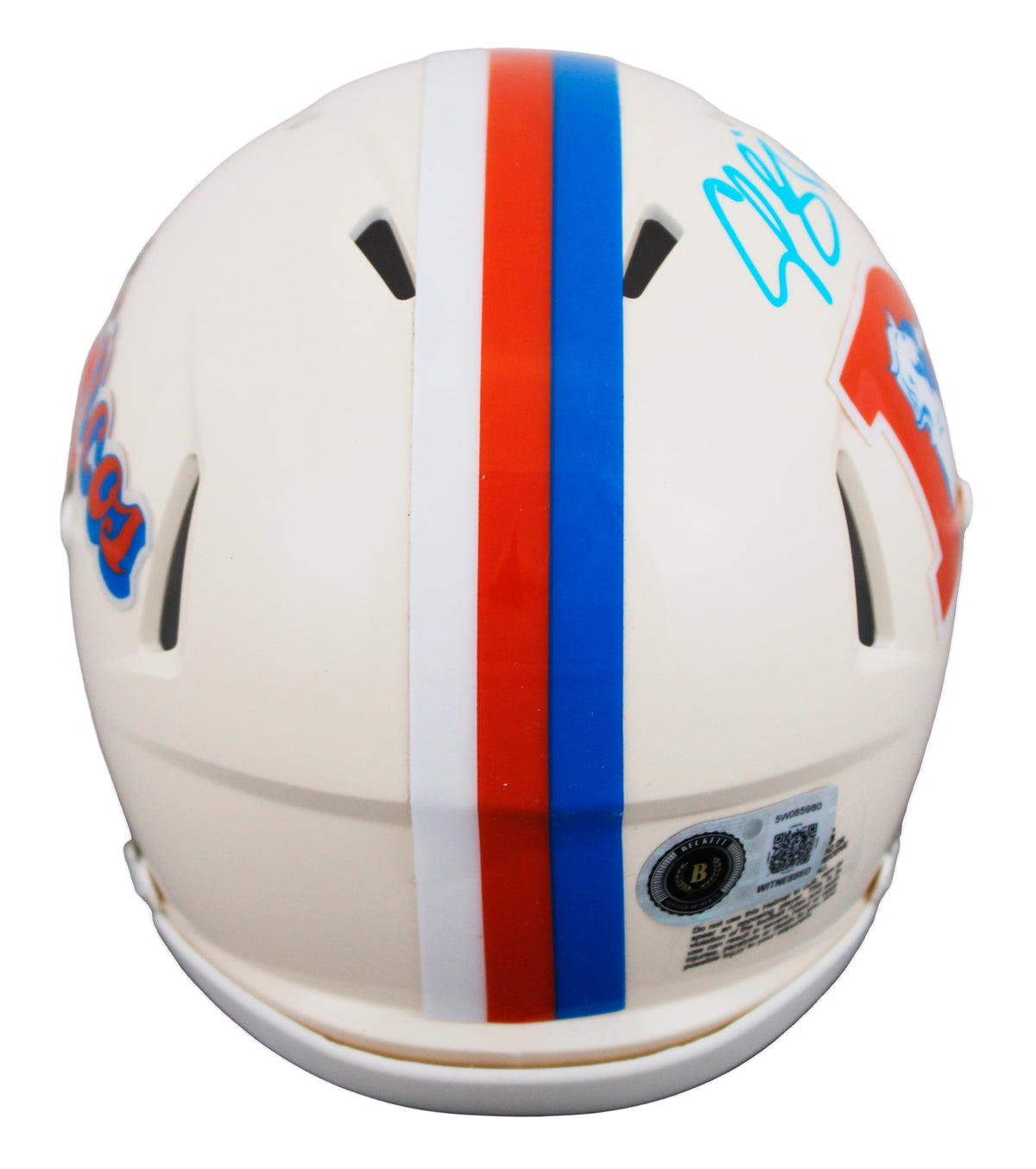 Broncos Champ Bailey Authentic Signed Retro Speed Mini Helmet BAS Witnessed