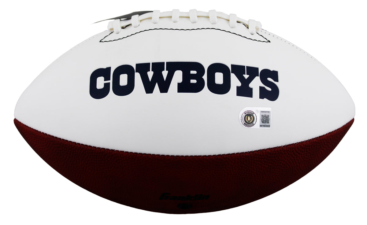 Cowboys Tony Dorsett Signed Franklin White Panel Logo Football BAS Witnessed