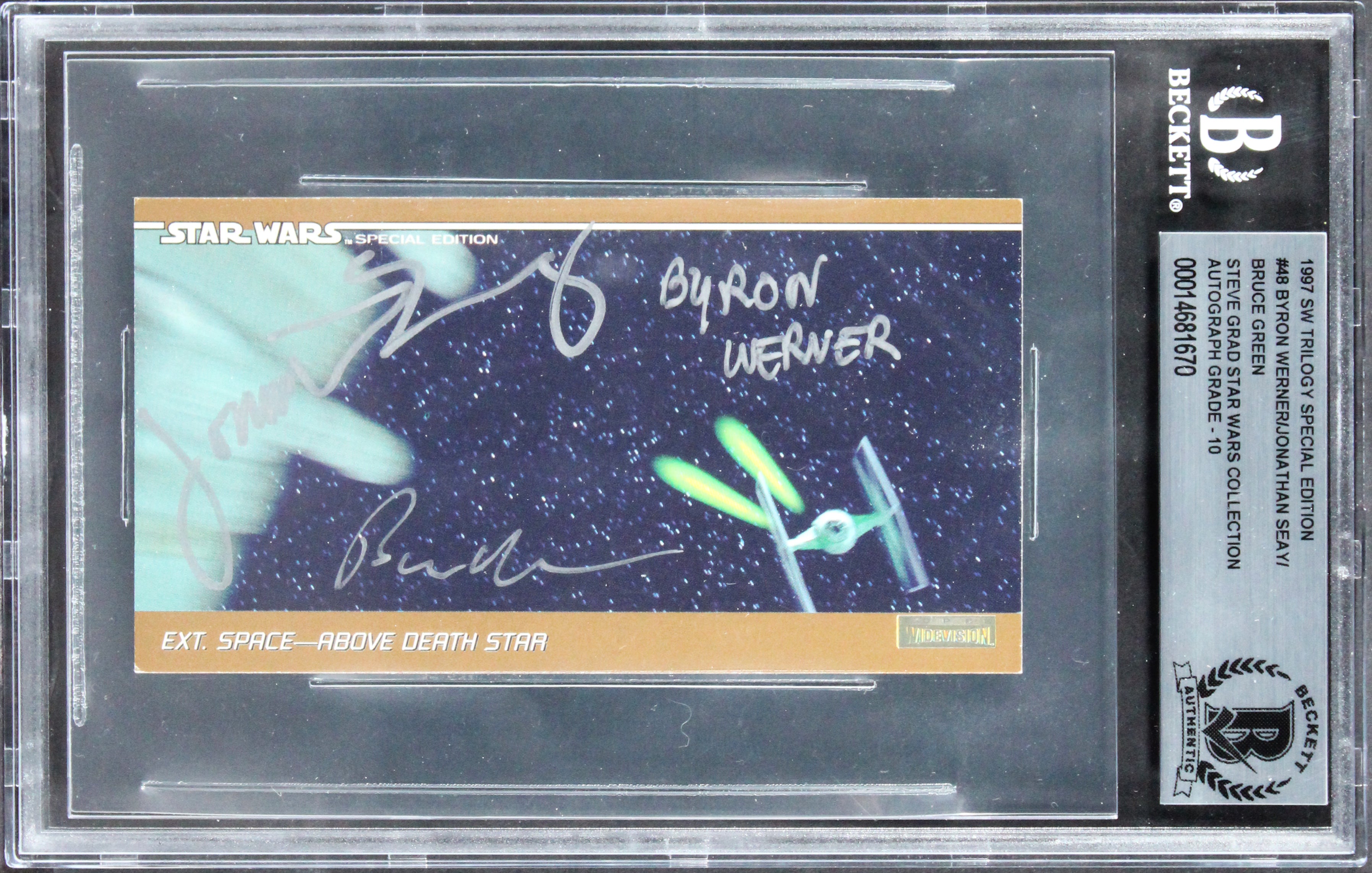 Star Wars (3) Werner, Seay & Green Signed 1997 SW TSE #48 Card Auto 10! BAS Slab
