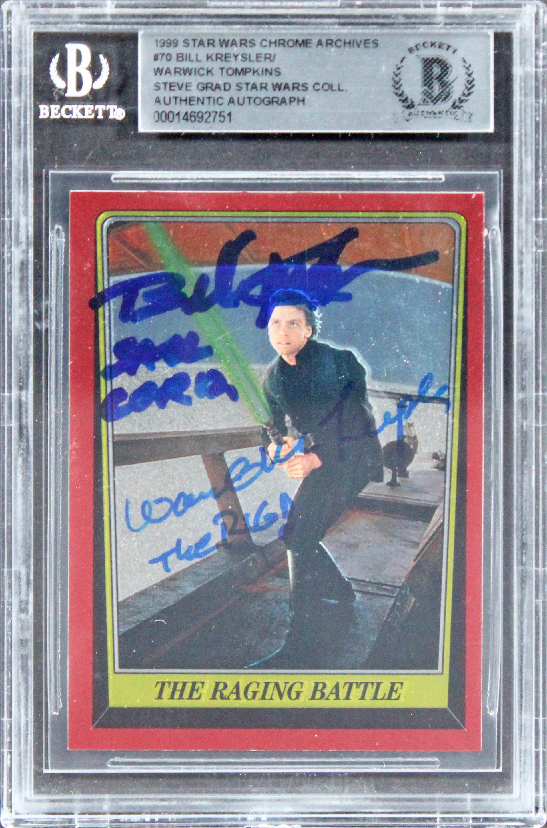 Bill Kreysler & Alan Tompkins Signed 1999 Star Wars Chrome #70 Card BAS Slabbed