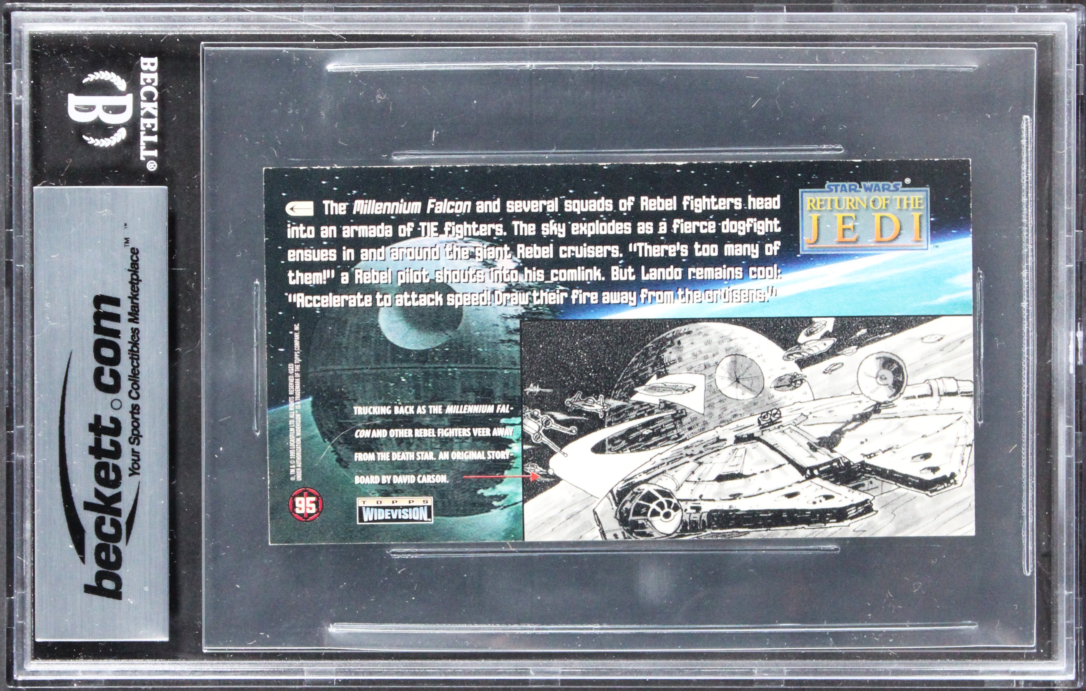 Star Wars (3) Huston, Owyeung +1 Signed 1996 ROTJ WV #95 Card Auto 10! BAS Slab