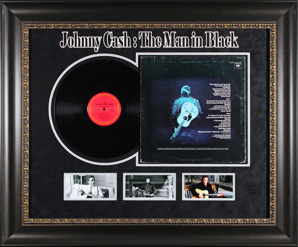 Johnny Cash Authentic Signed Framed Album Cover W/ Vinyl PSA/DNA #AJ04024