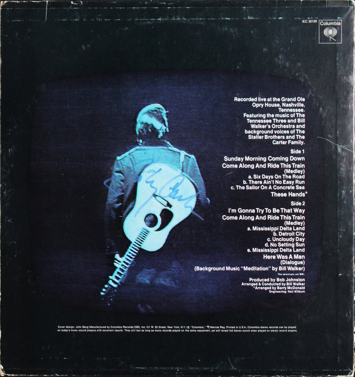 Johnny Cash Authentic Signed Framed Album Cover W/ Vinyl PSA/DNA #AJ04024