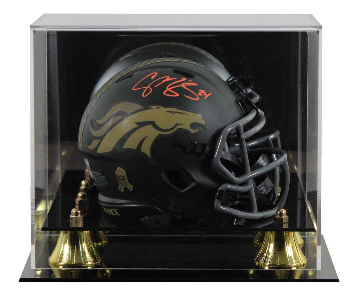 Broncos Champ Bailey Signed STS IV Speed Mini Helmet W/ Case BAS Witnessed