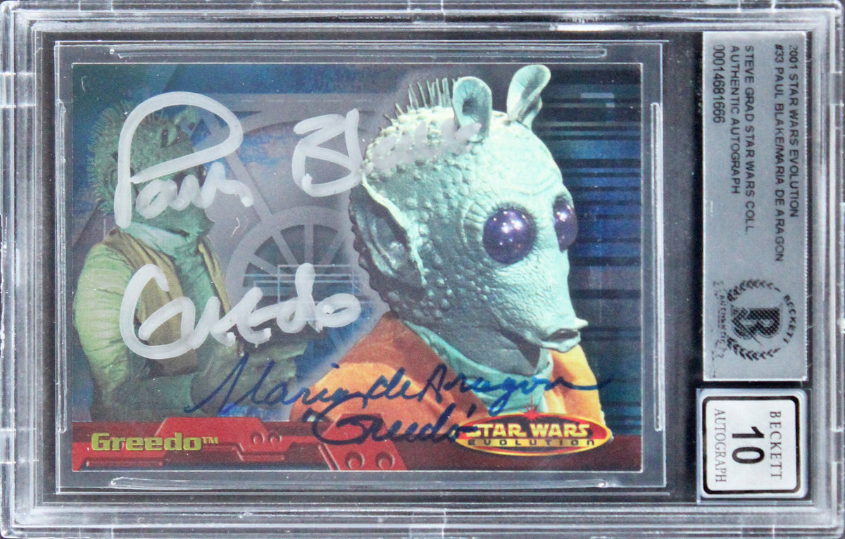 Paul Blake & Maria De Aragon Signed 2001 Star Wars Evo #33 Card Auto 10 BAS Slab