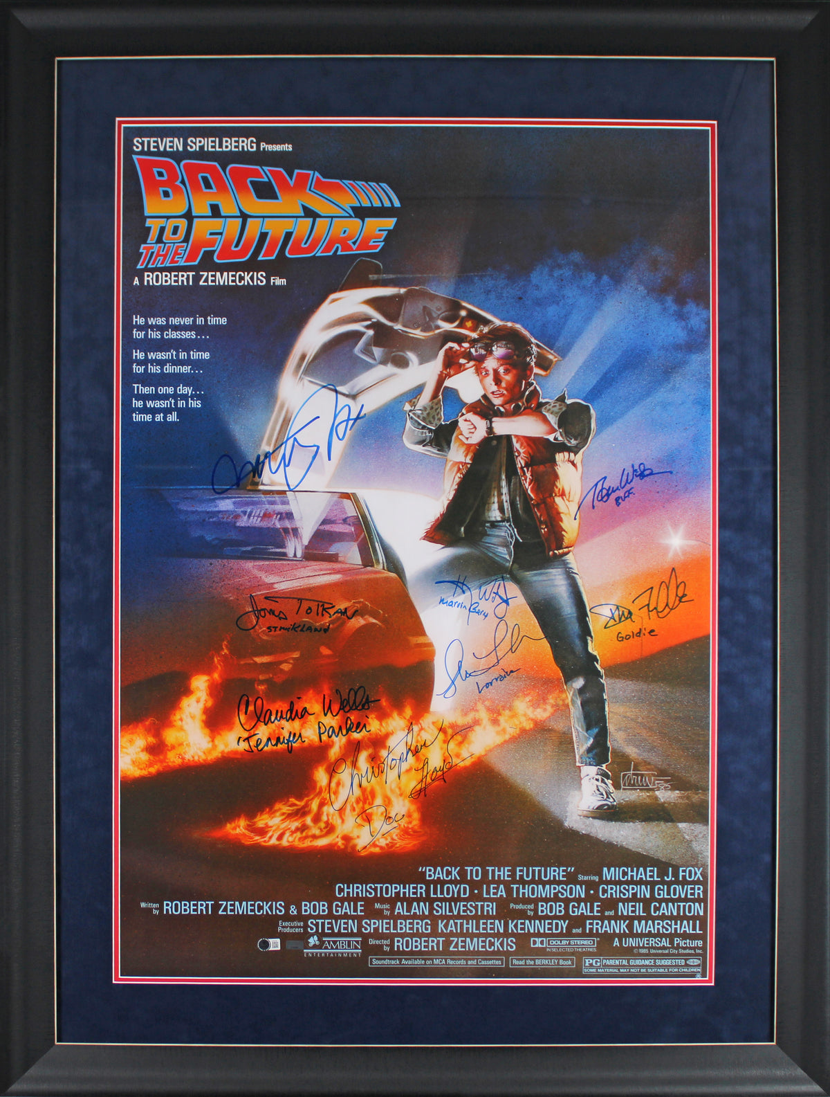 Back to the Future (8) Fox, Lloyd +6 Signed & Framed 27x40 Movie Poster BAS LOA