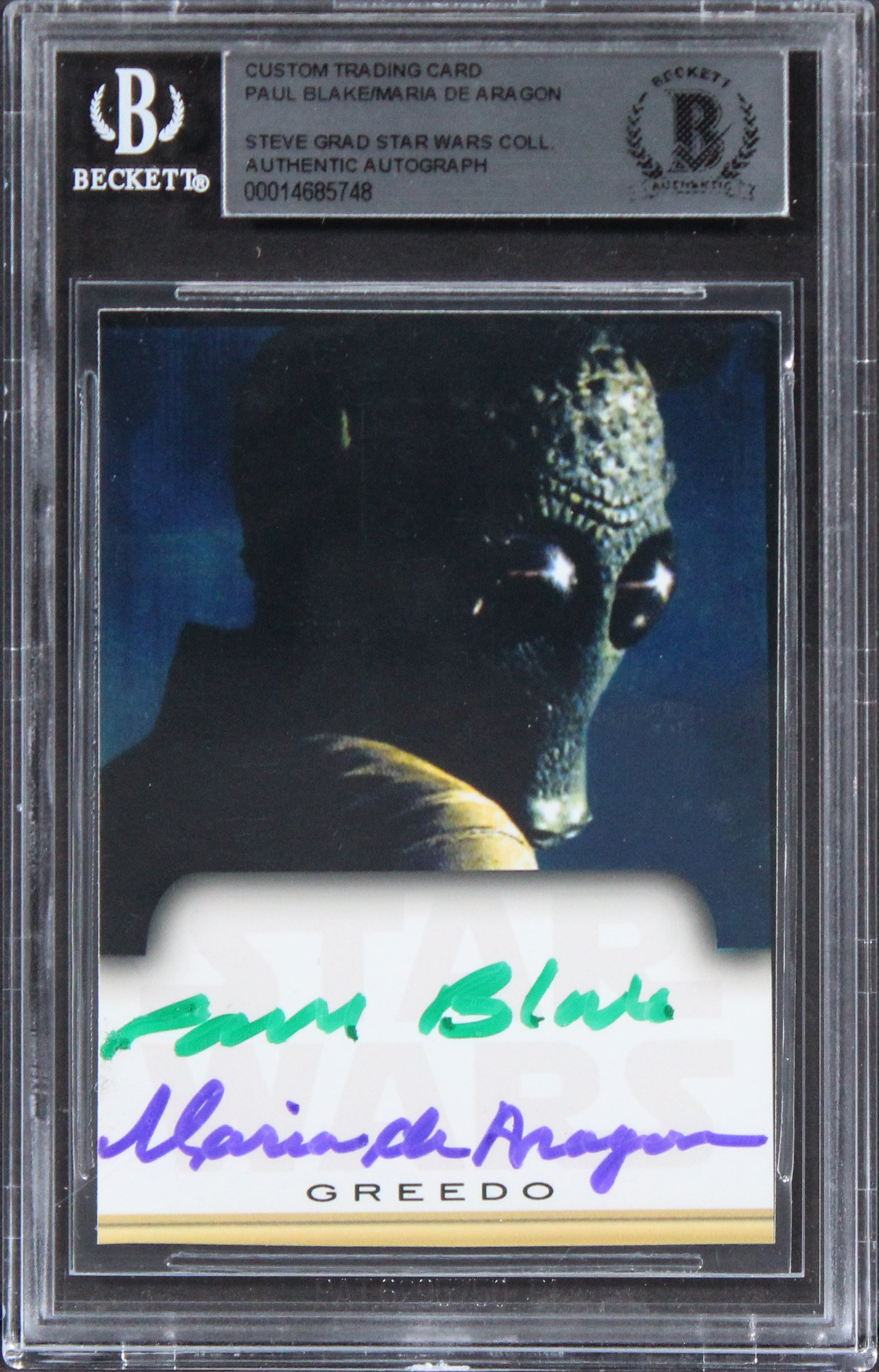 Paul Blake & Maria De Aragon Star Wars Signed Custom Trading Card BAS Slabbed