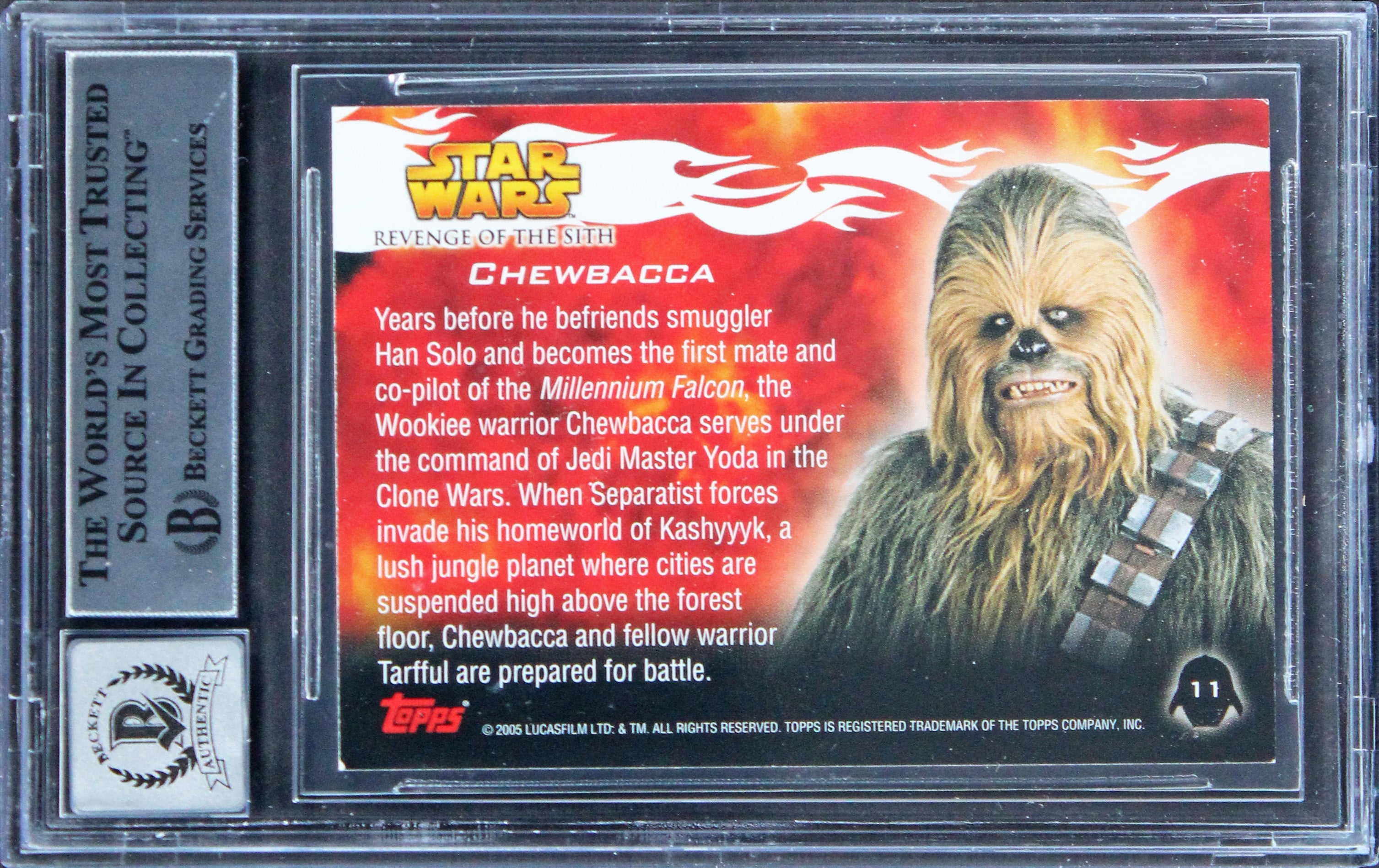 Peter Mayhew Signed 2005 Topps Star Wars ROTS #11 Card Auto 10! BAS Slabbed