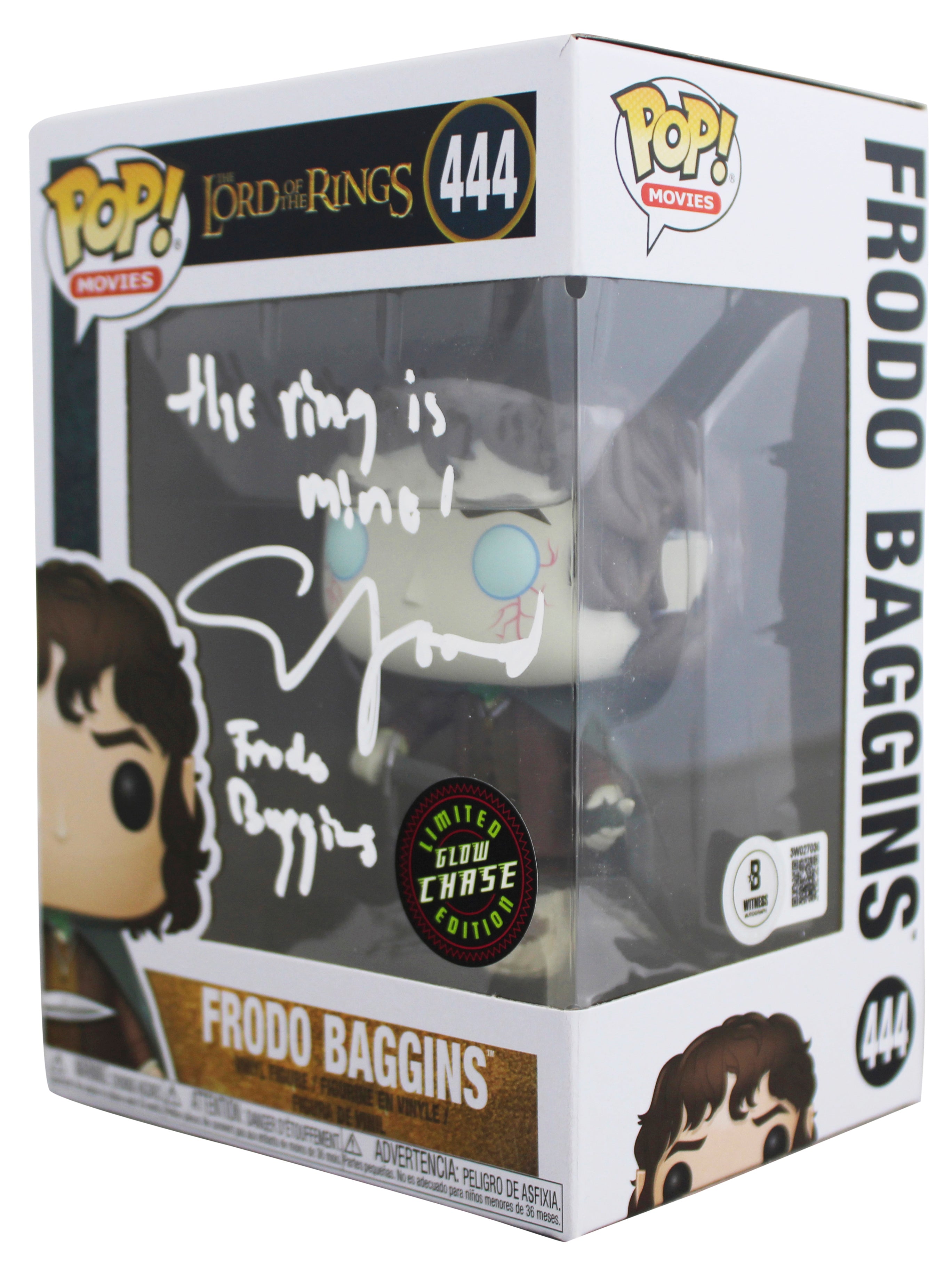 Elijah Wood "2x Insc" Signed Frodo #444 Alt Funko Pop Vinyl Figure BAS #3W027036