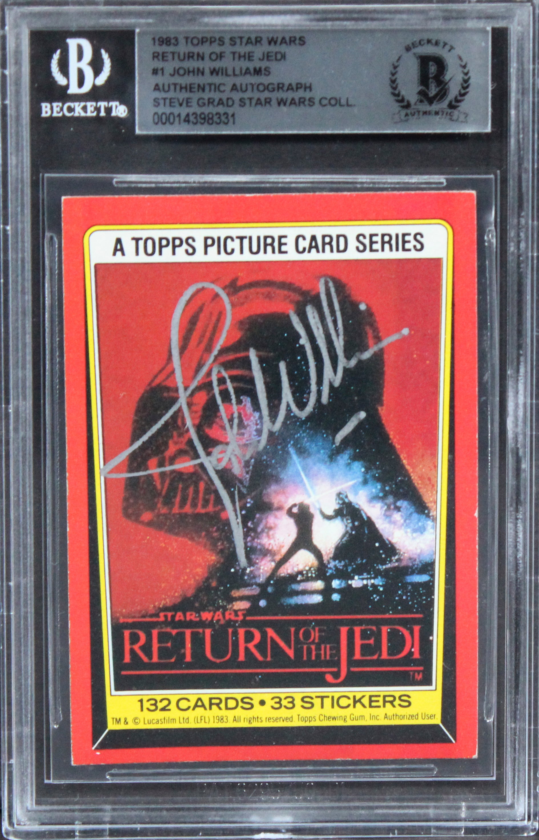 John Williams Signed 1983 Topps Star Wars Return Of The Jedi #1 Card BAS Slabbed