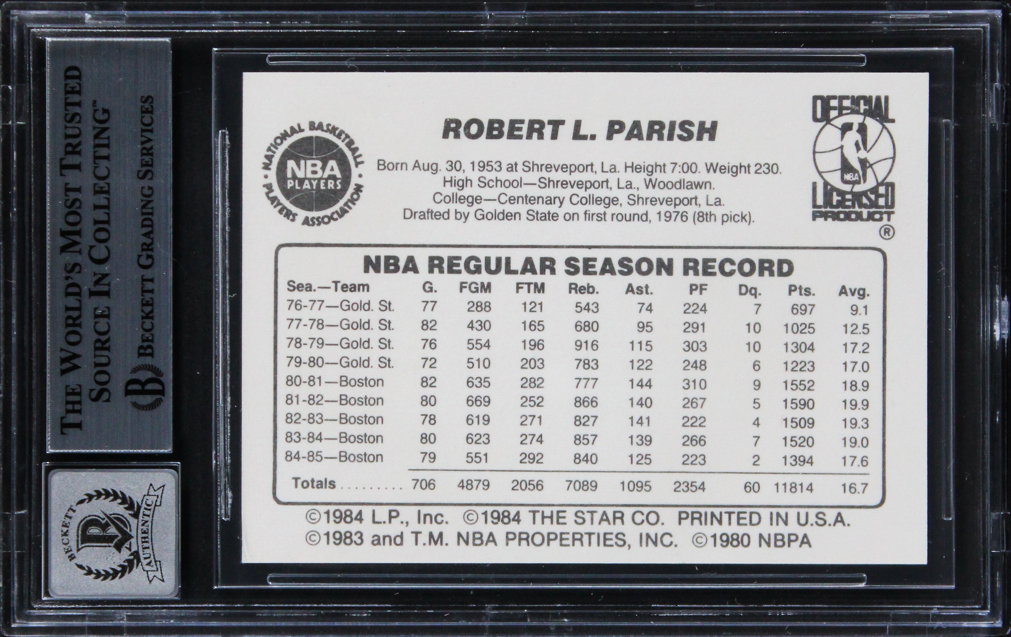 Celtics Robert Parish Signed 1985 Star #99W Card Auto Graded GM 10! BAS Slabbed