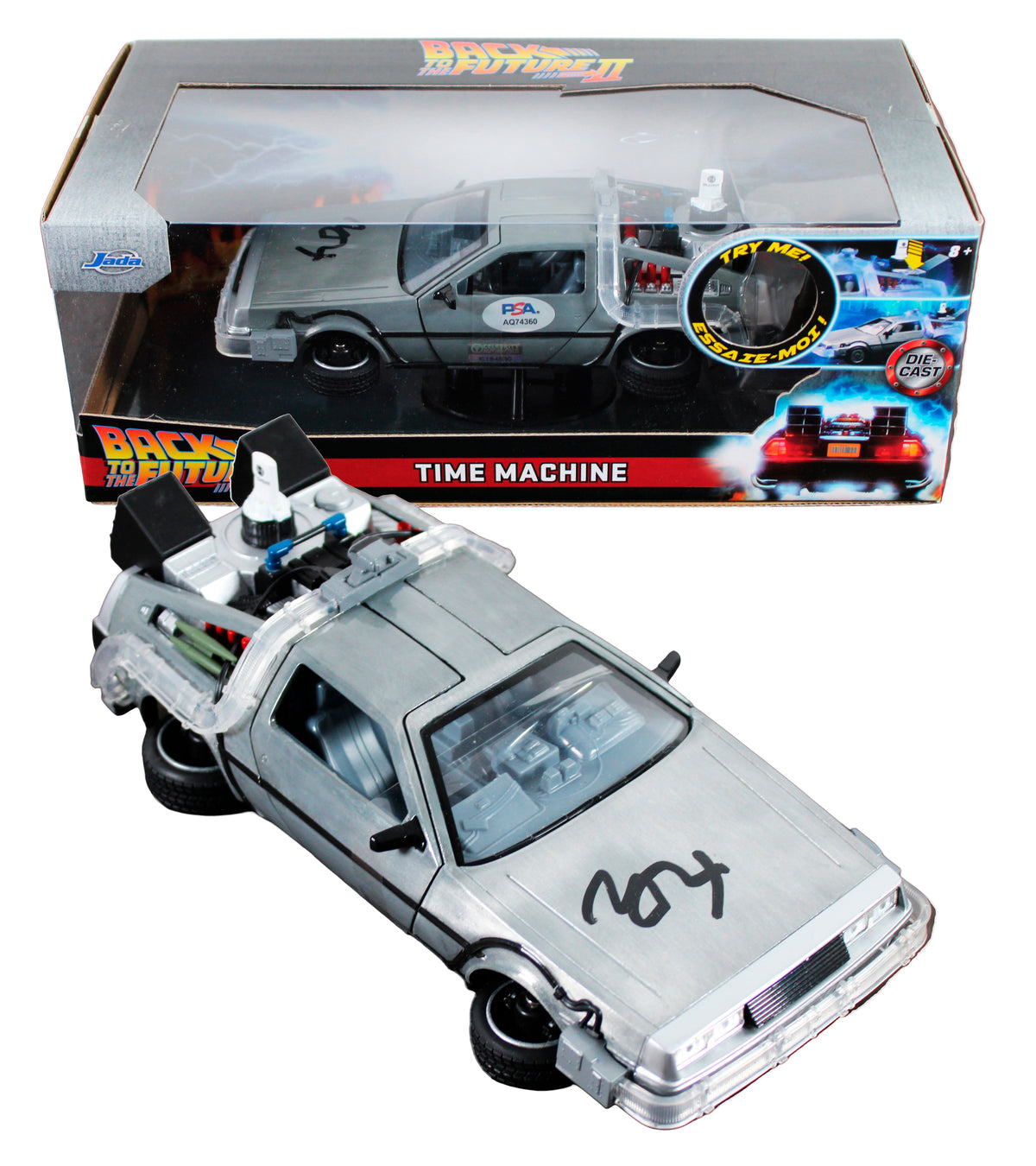Michael J. Fox Back To The Future Signed 1:24 Die Cast DeLorean PSA/DNA #AQ74360