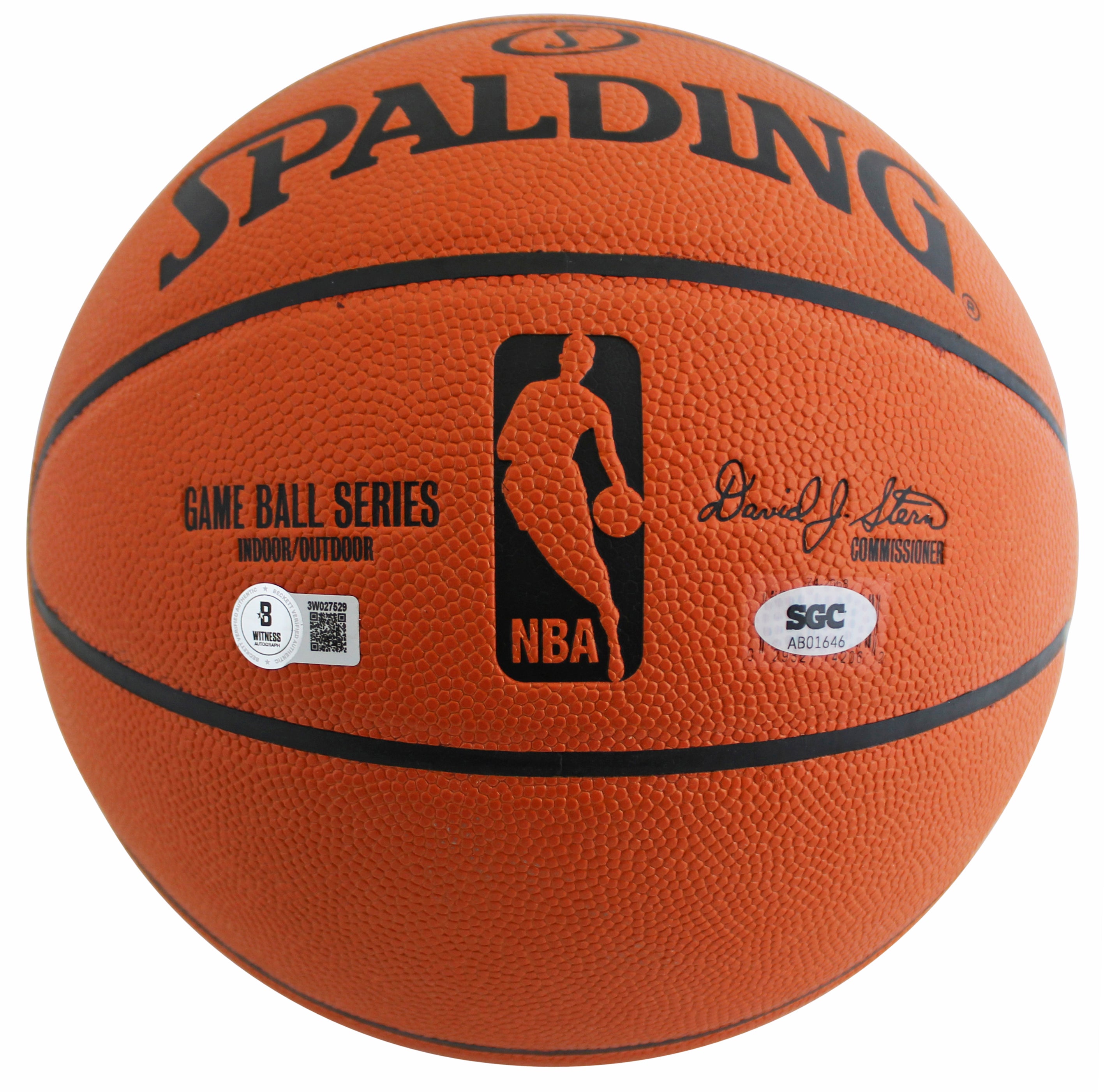 Kareem Abdul-Jabbar & Magic Johnson Signed Spalding Basketball BAS #3W027529