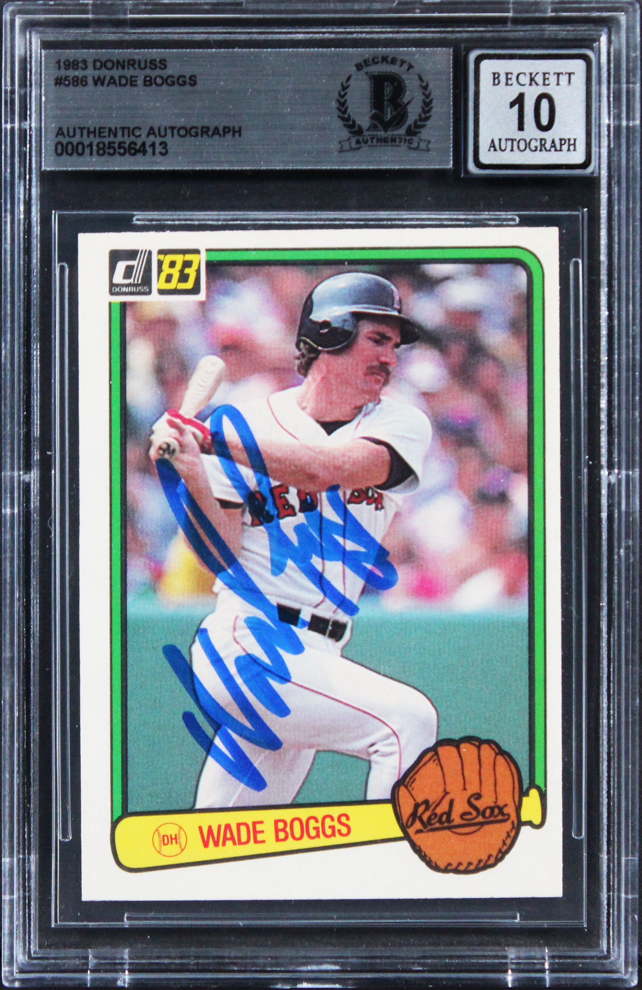 Red Sox Wade Boggs Signed 1983 Donruss #586 Rookie Card Auto 10! BAS Slabbed