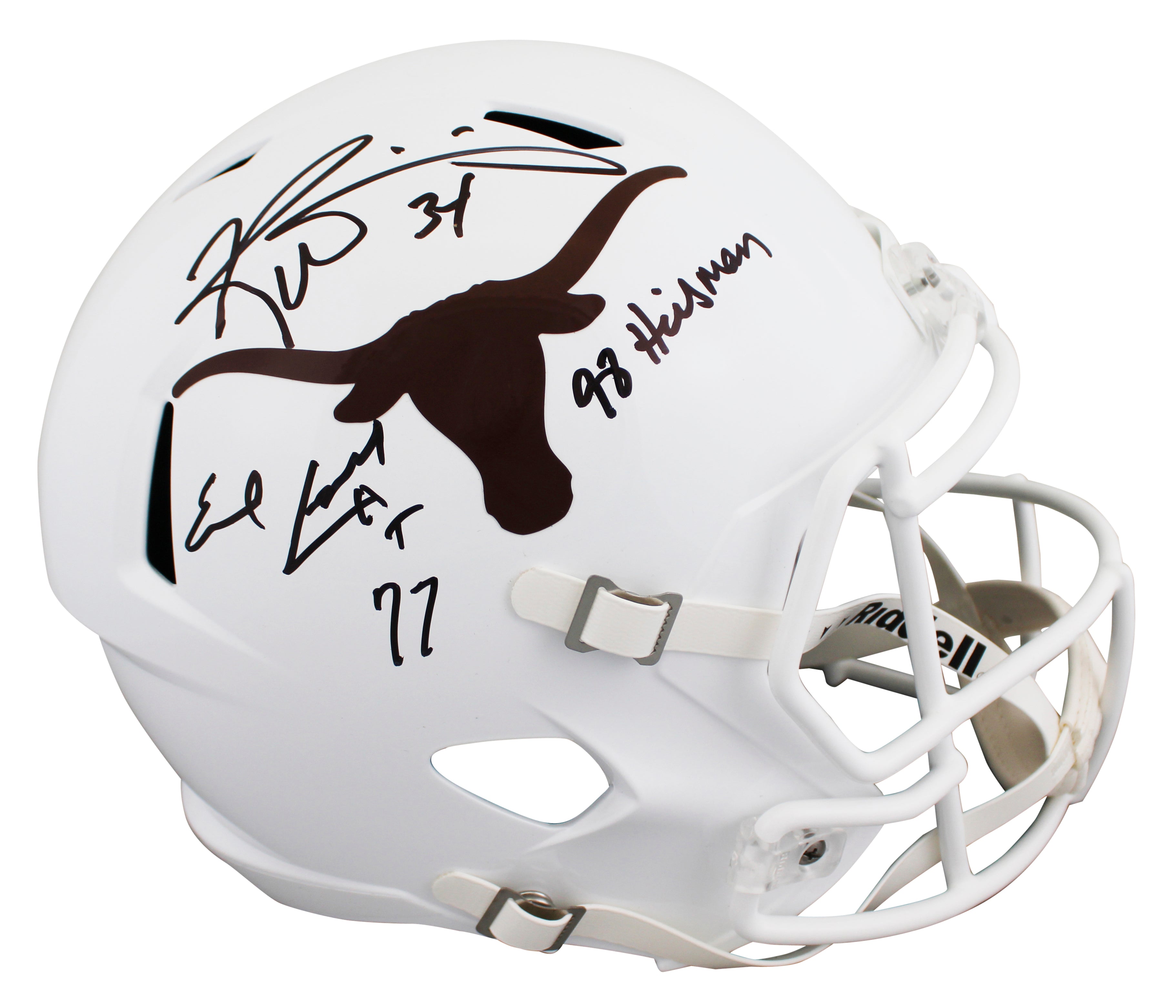 Texas Ricky Williams & Earl Campbell Signed F/S Speed Rep Helmet w/ Case BAS JSA