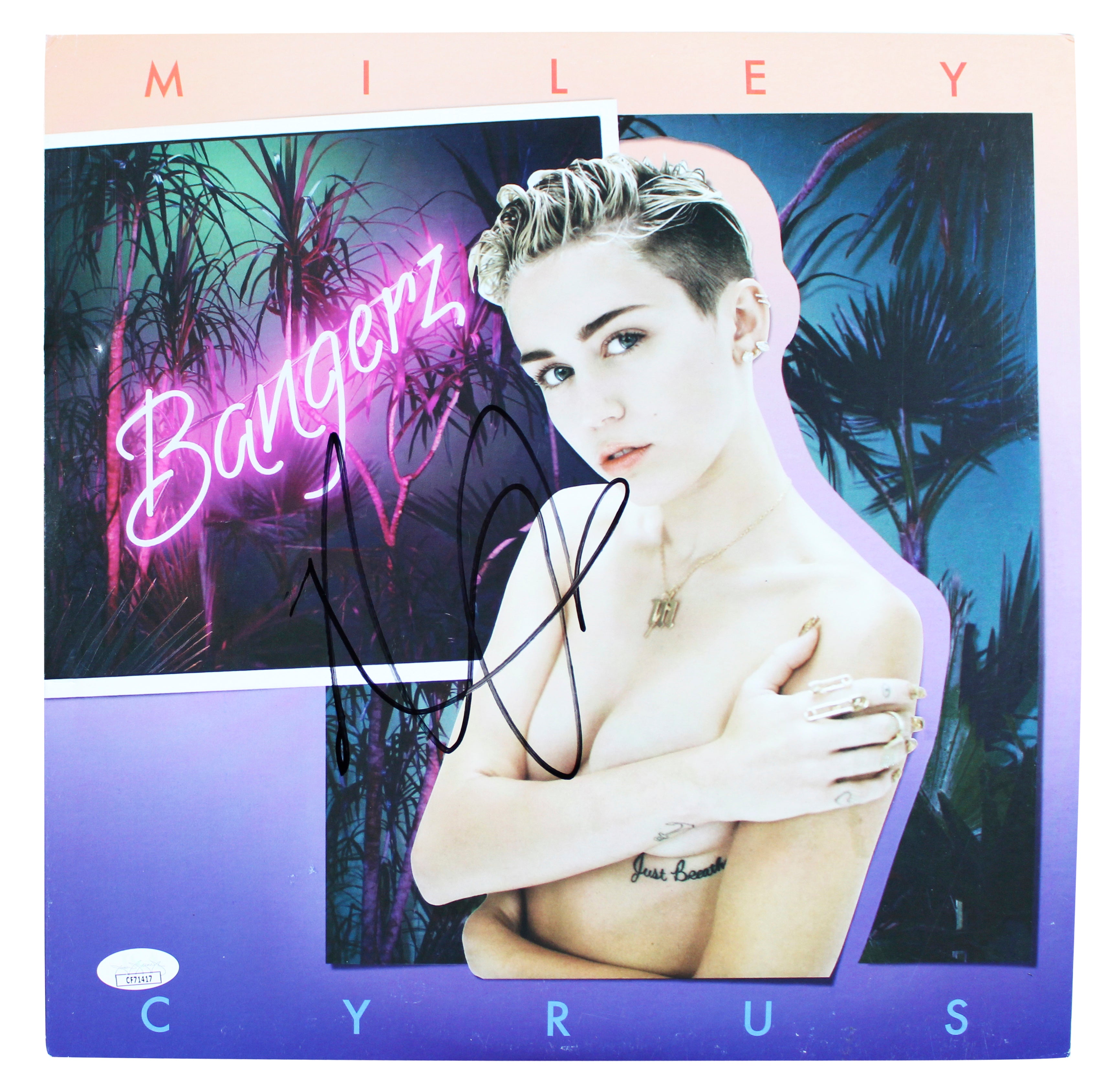 Miley Cyrus Authentic Signed Bangerz Album Cover W/ Vinyl JSA #CF71417