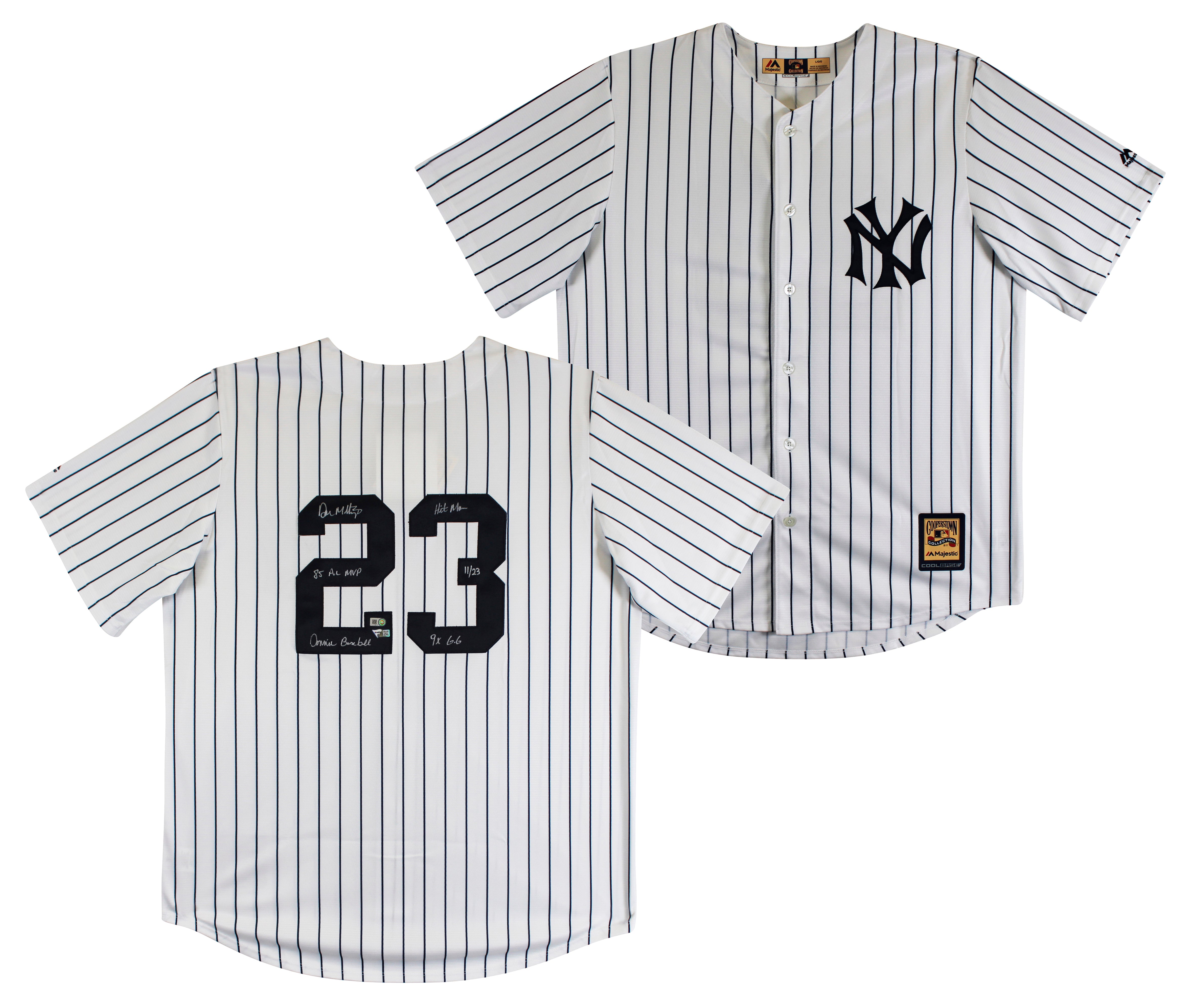 Don Mattingly "4x Insc" Signed White Pinstripe Majestic LE #11/23 Jersey Fan