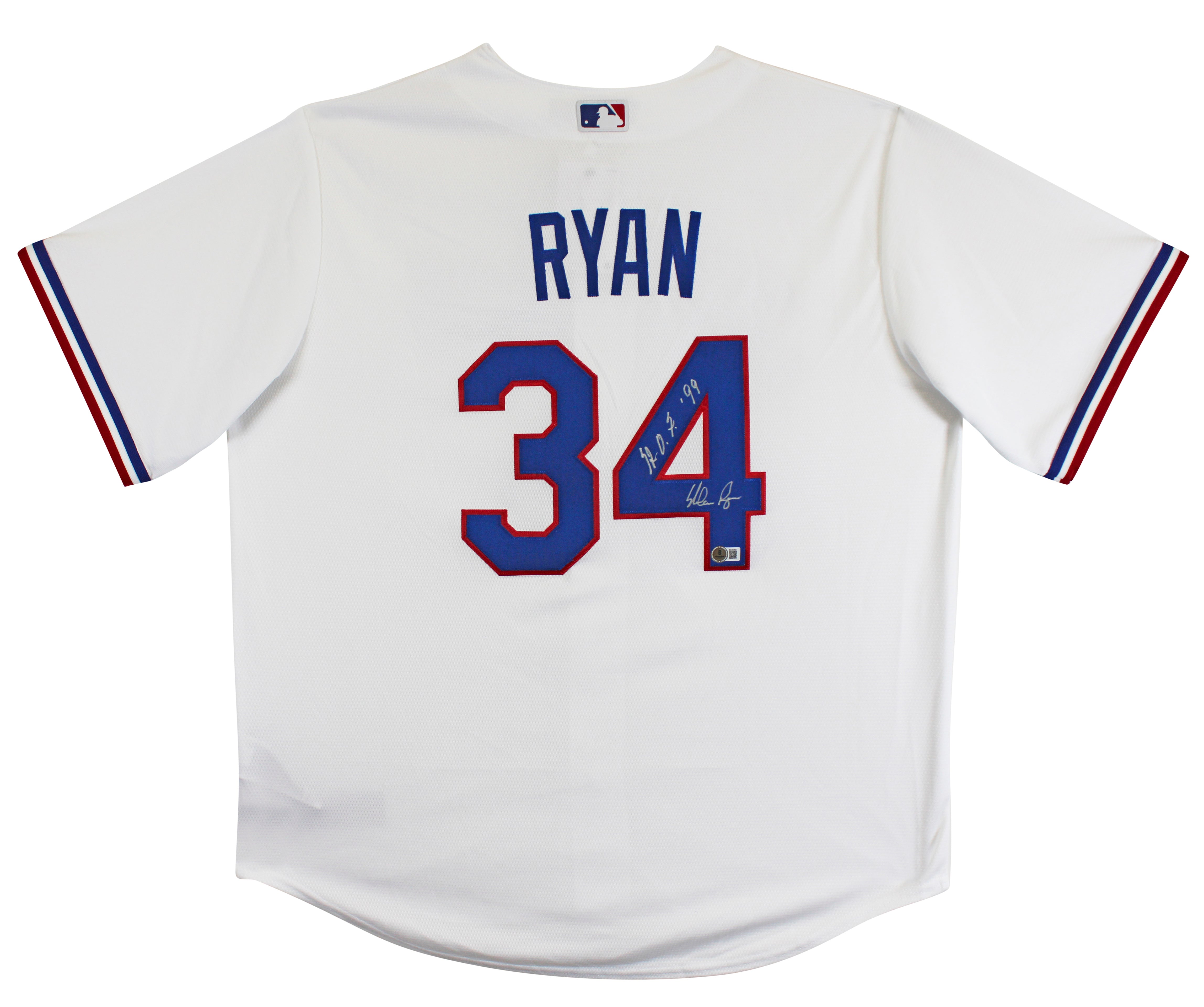 Rangers Nolan Ryan HOF 99 Authentic Signed White NIke Jersey Autographed BAS