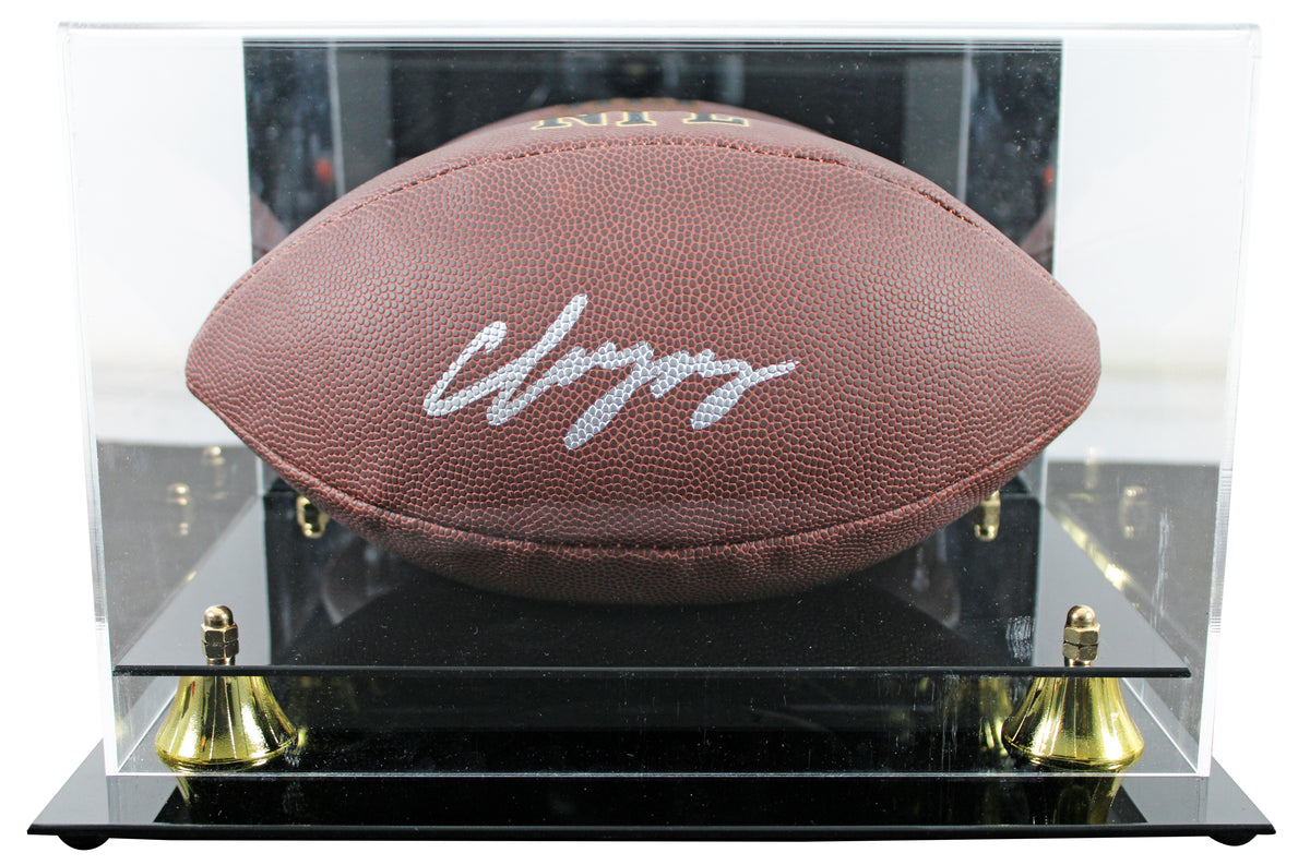 Patriots Christian Gonzalez Signed Wilson Super Grip Football W/ Case BAS Wit