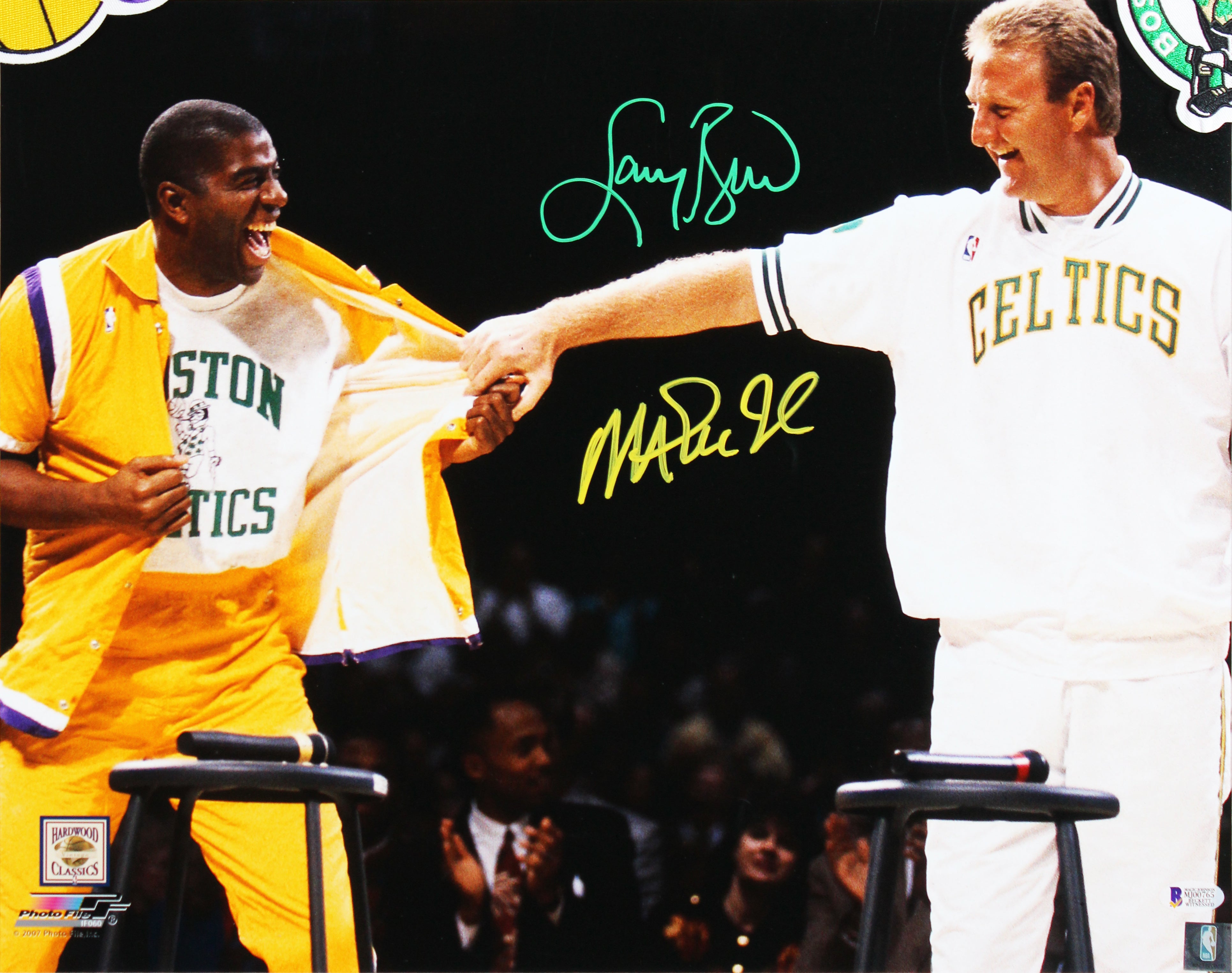 Magic Johnson & Larry Bird Signed 16x20 Framed Retirement Photo BAS Witnessed 2