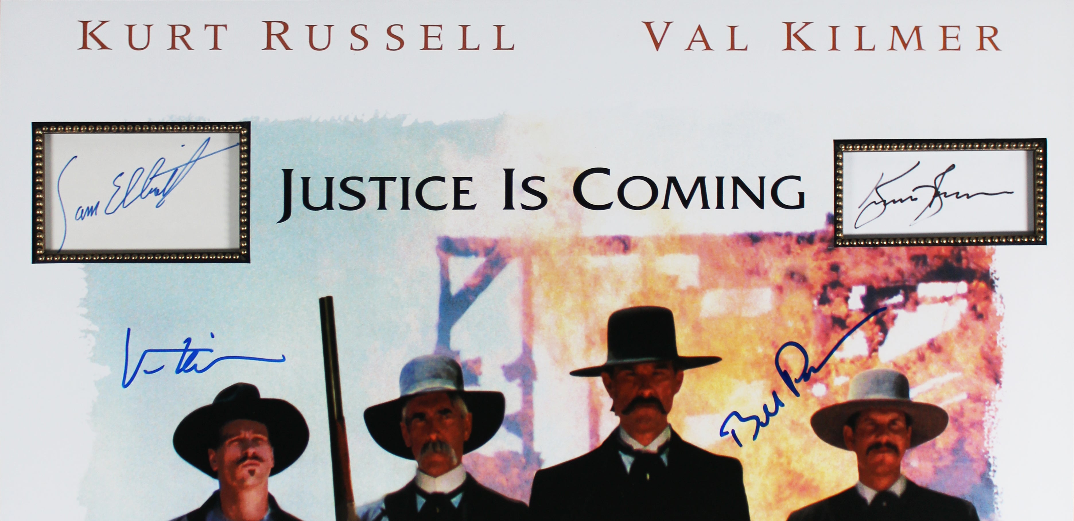 Tombstone (4) Russell, Kilmer +2 Signed 27x38 Movie Poster Framed Display BAS