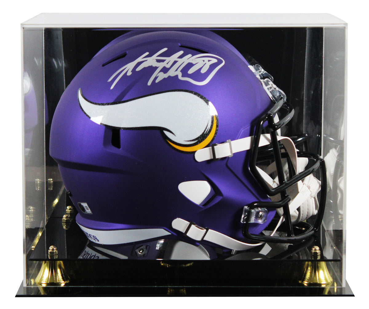 Vikings Adrian Peterson Signed Full Size Speed Rep Helmet W/ Case BAS Witness 2