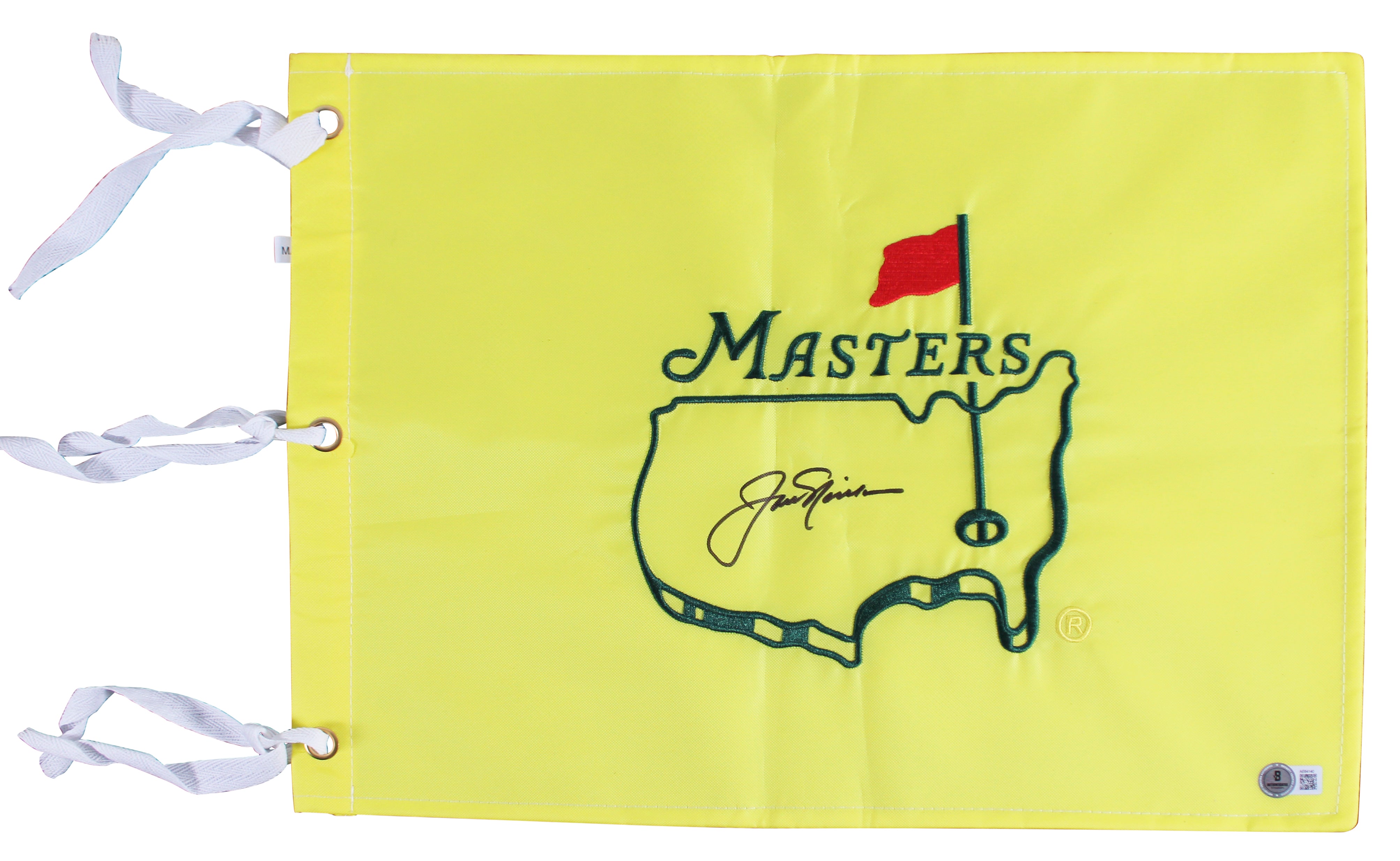 Jack Nicklaus Authentic Signed Undated Yellow Masters Pin Flag BAS LOA