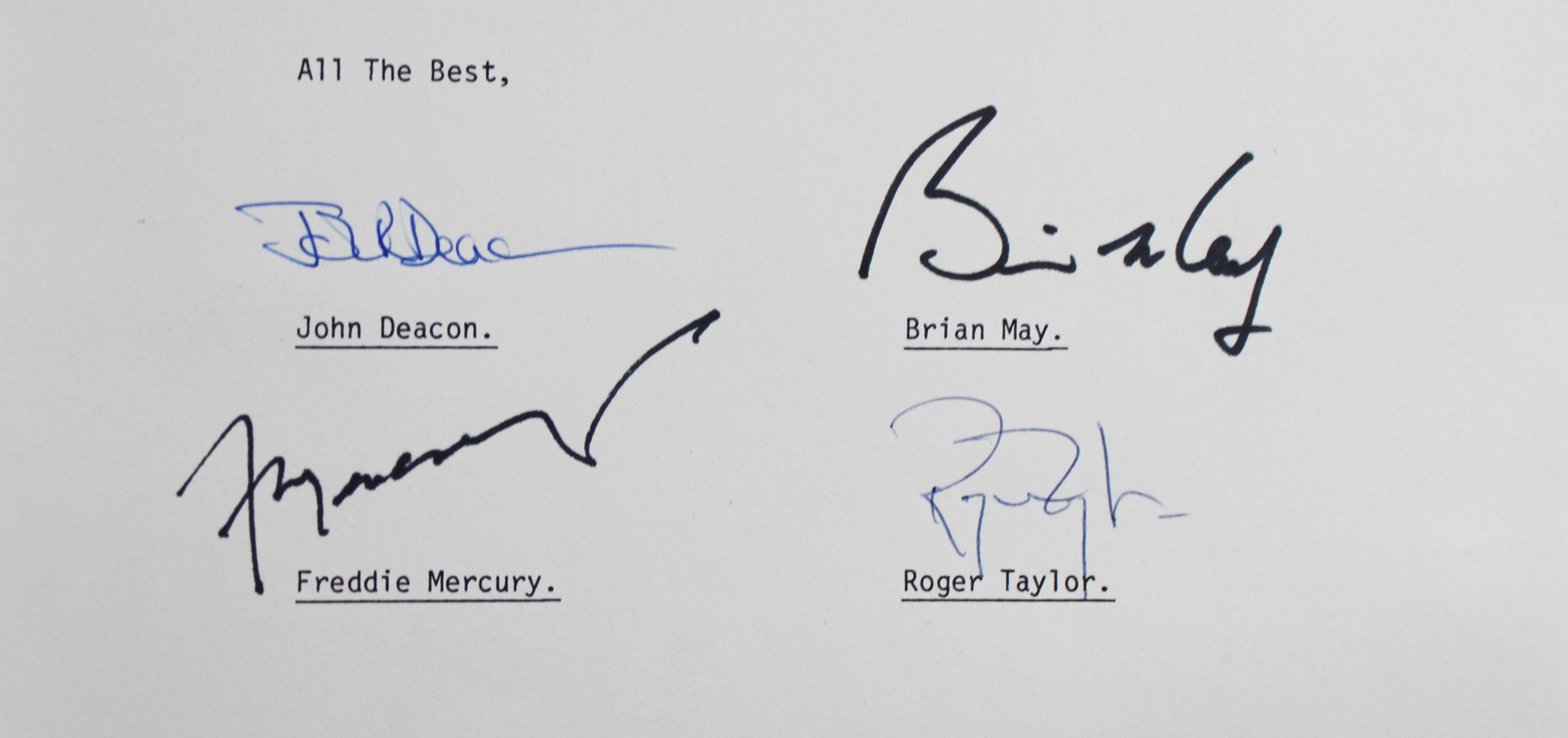 Queen (4) Mercury, Deacon, May & Taylor Signed & Framed Letter BAS #AE93762