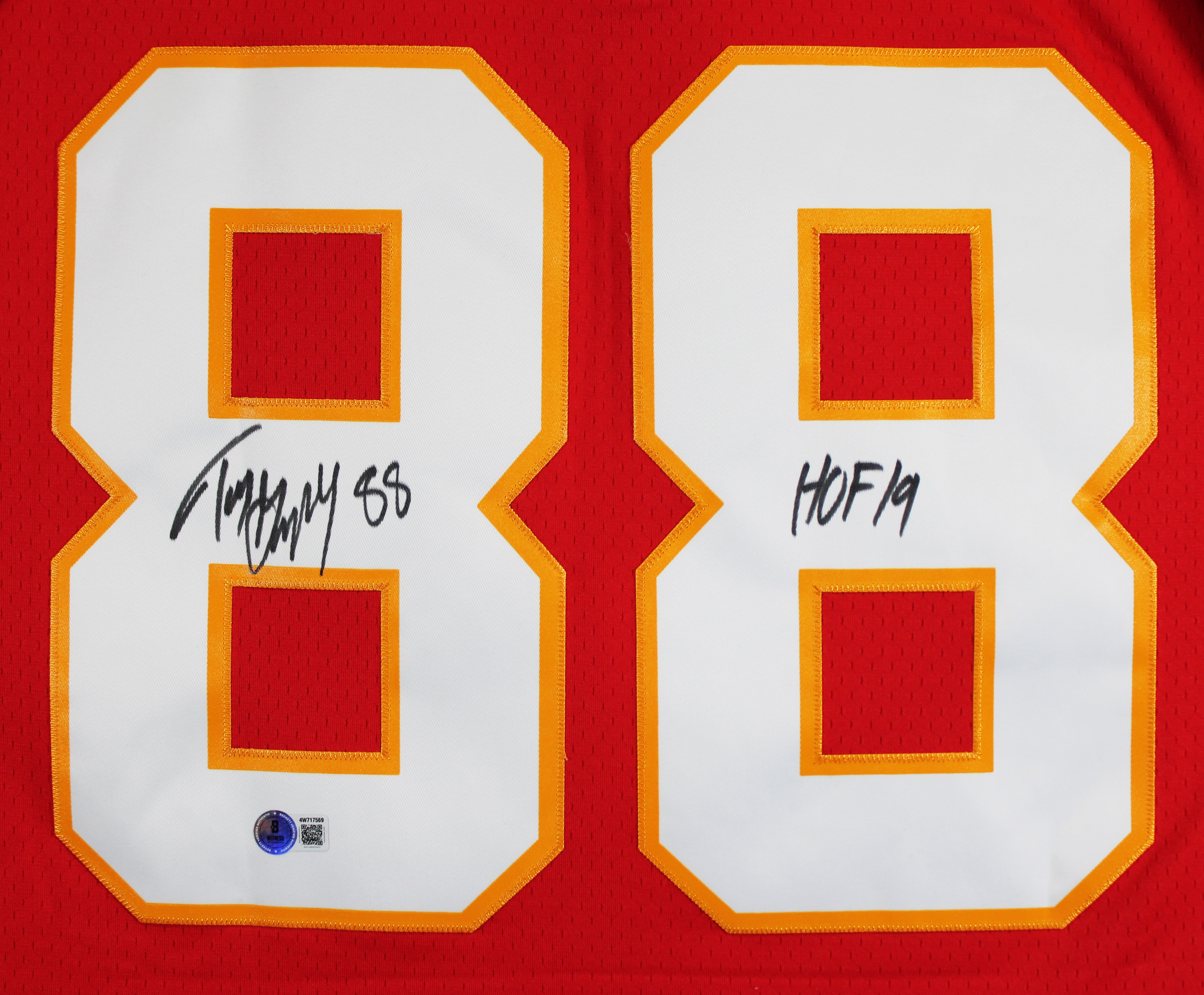 Chiefs Tony Gonzalez "HOF 19" Authentic Signed Red M&N Jersey BAS Witnessed