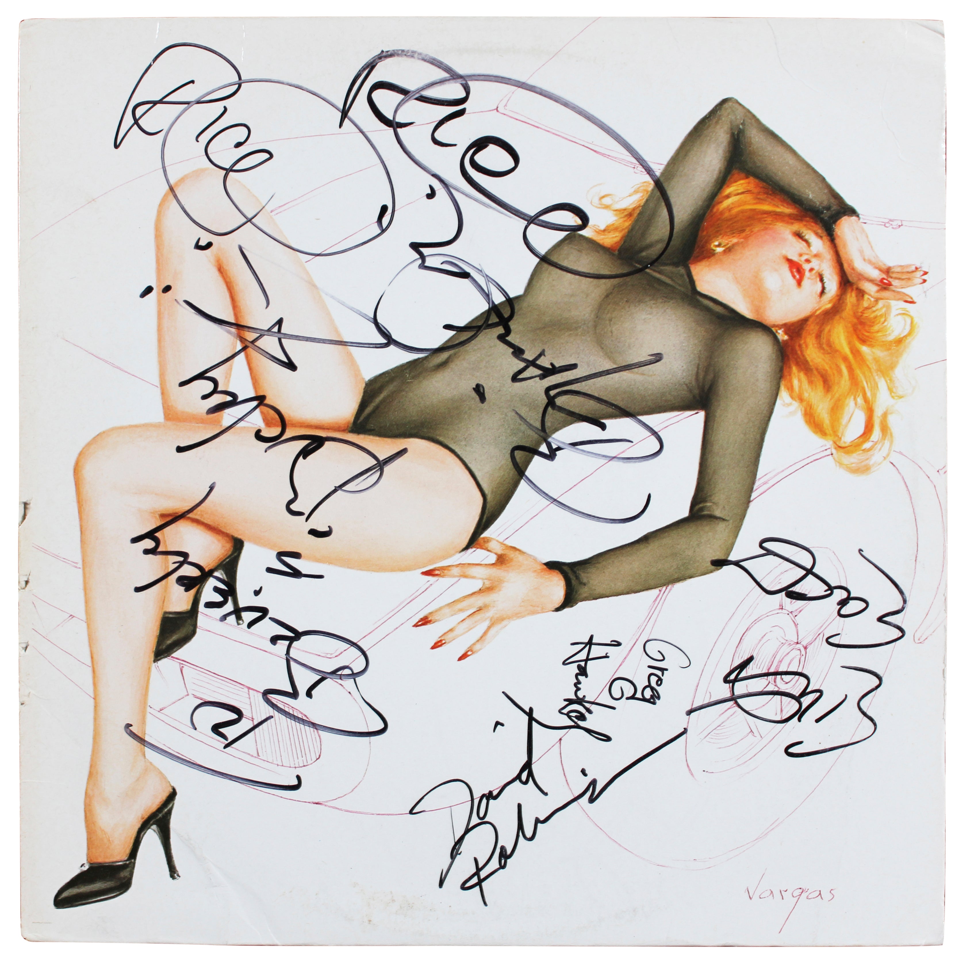 The Cars (5) Ocasek, Easton, Hawkes +2 Signed Album Cover BAS #AE64170