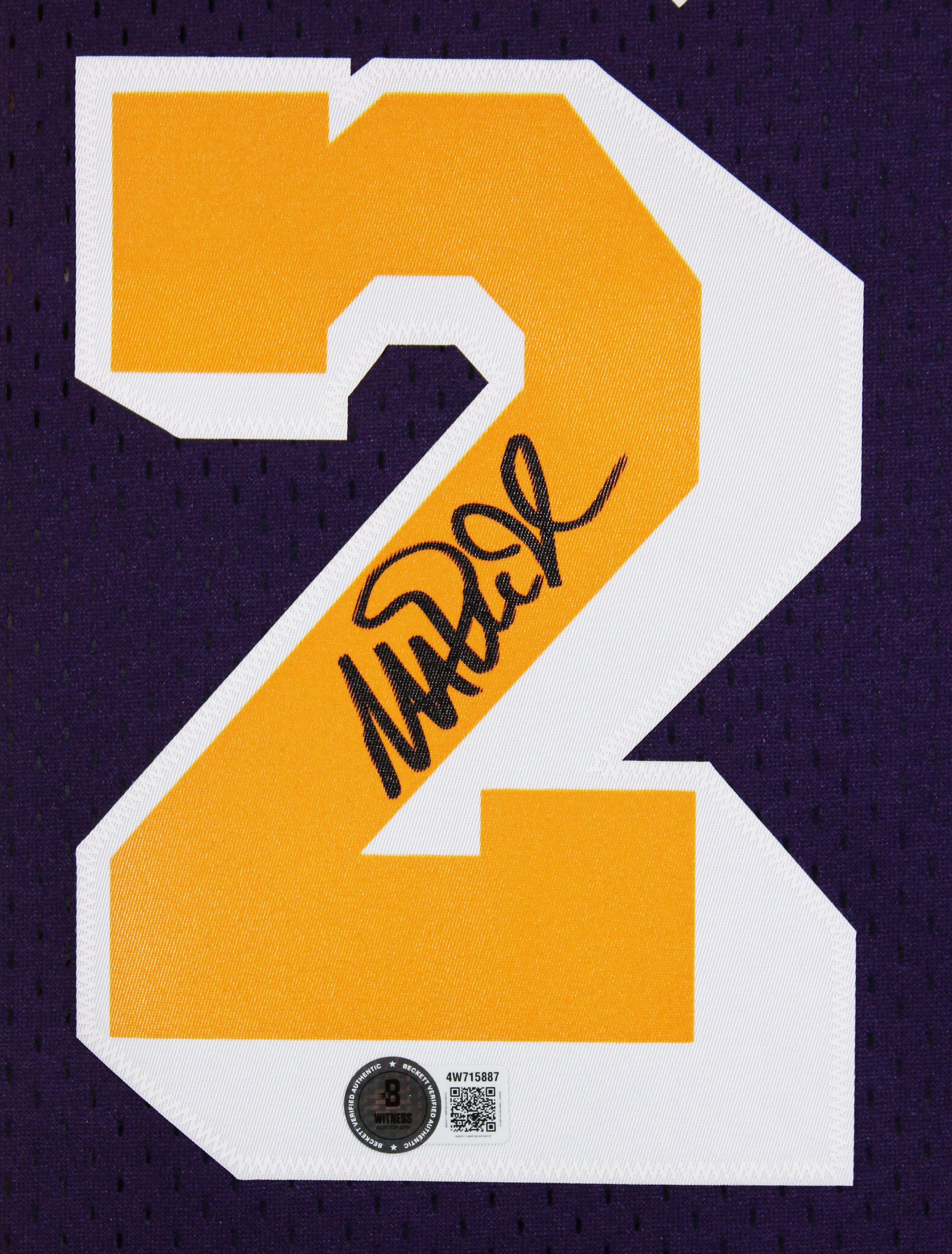 Lakers Magic Johnson Signed Purple & Yellow M&N 84-85 HWC Swingman Jersey BAS W