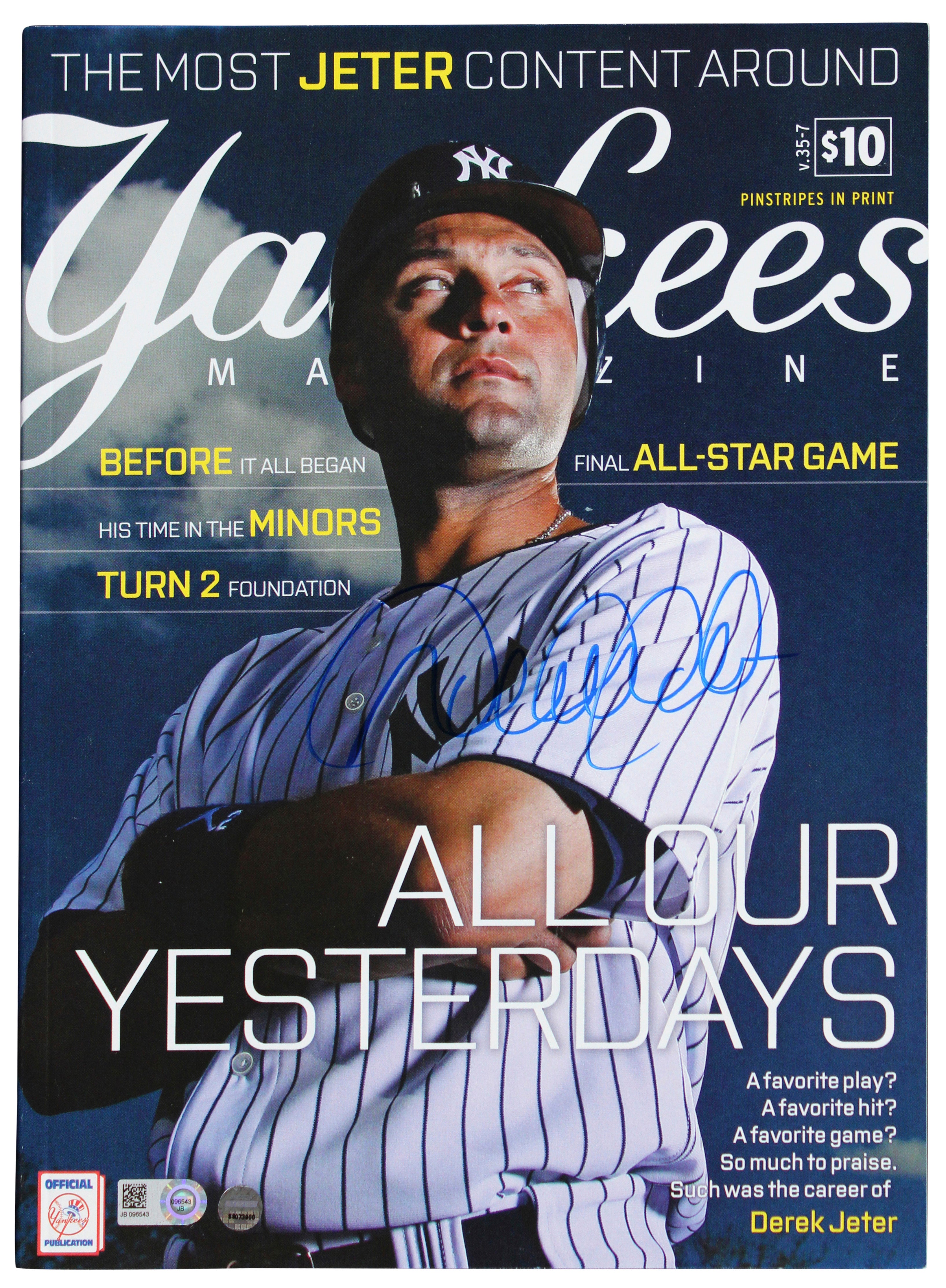 Yankees Derek Jeter Signed September 2014 Yankees Magazine MLB & BAS #AE64183