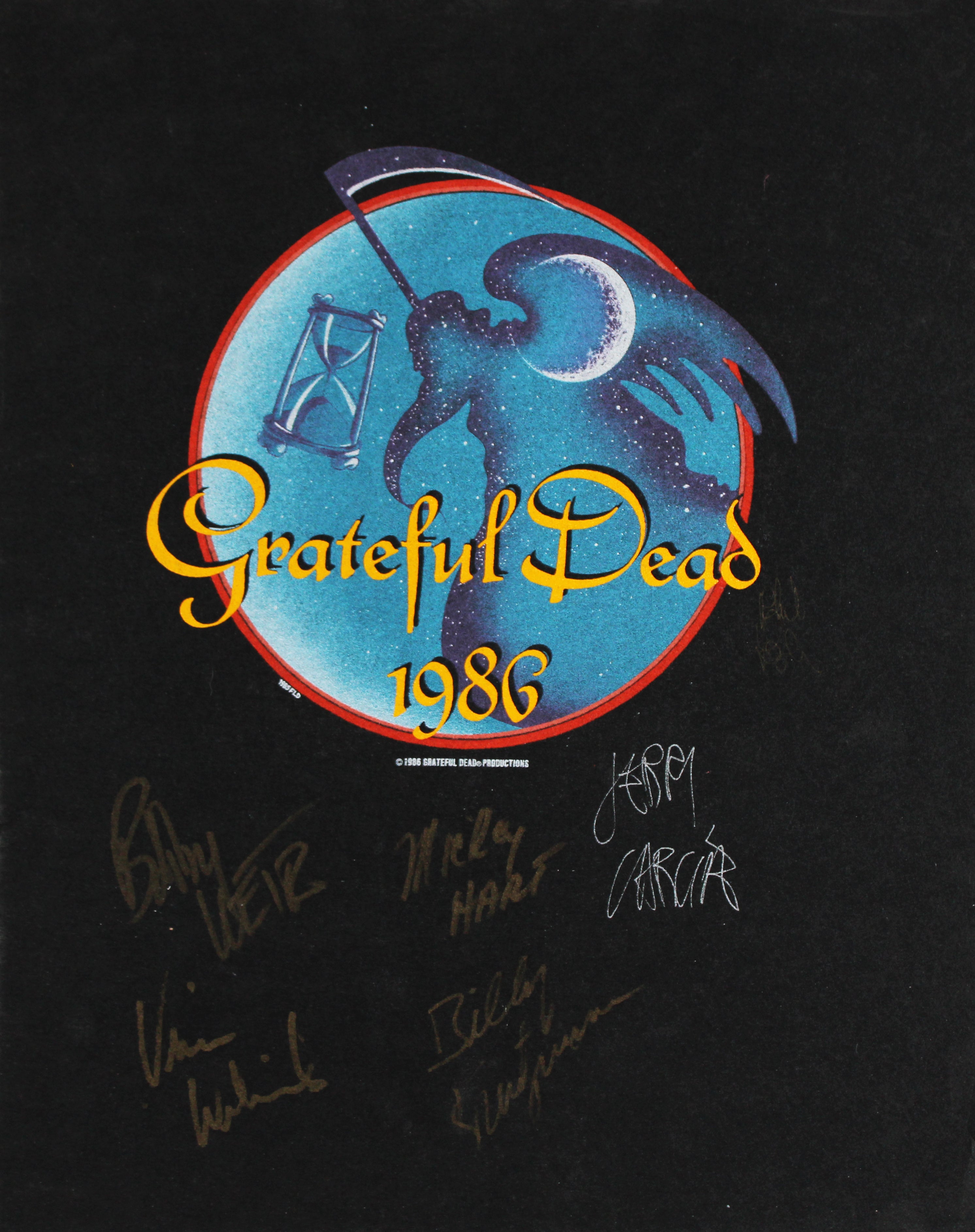 Grateful Dead (6) Garcia, Weir, Lesh Signed 16x20 1986 Felt Tour Poster BAS LOA