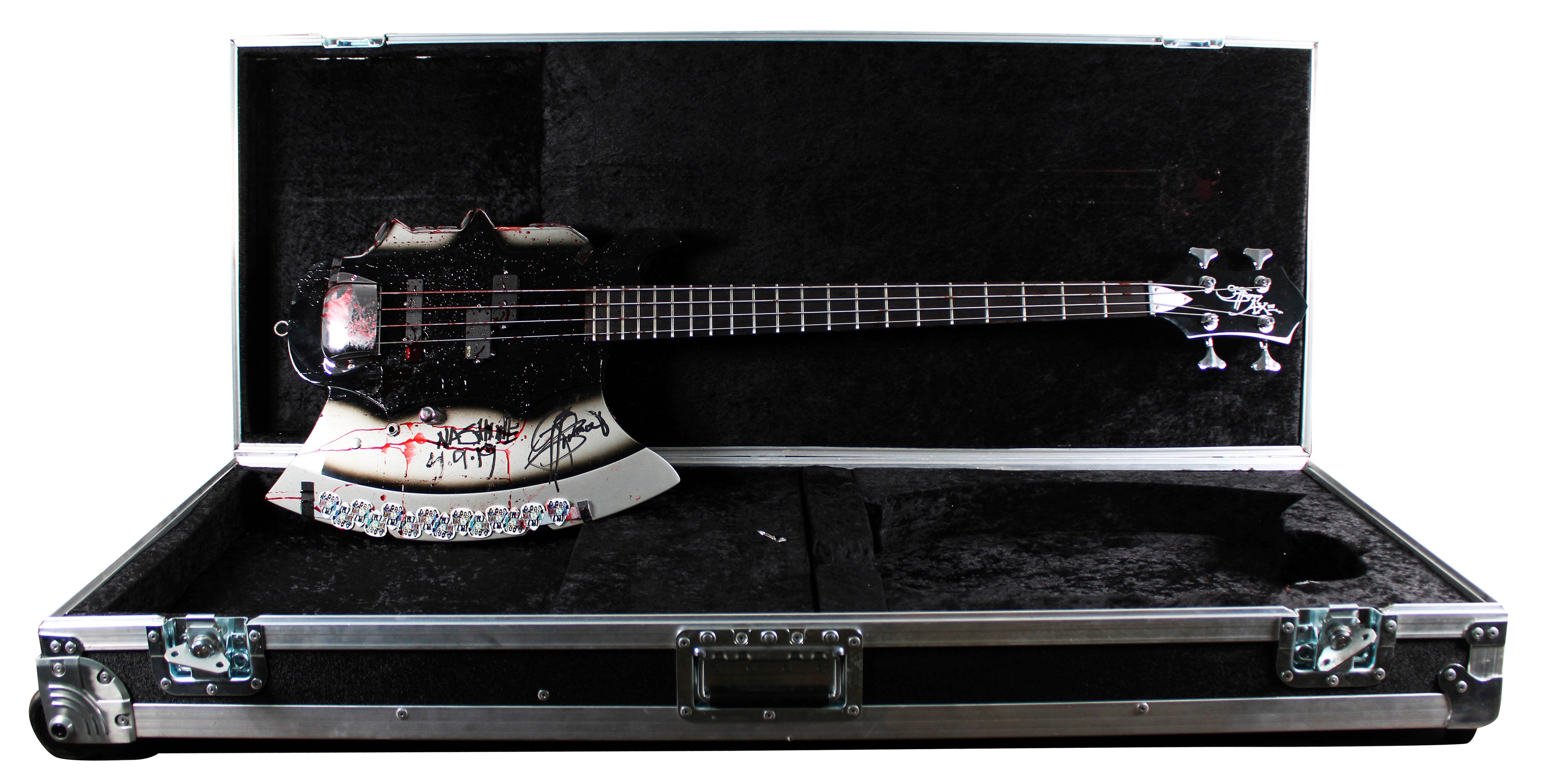 Gene Simmons Authentic Signed & Inscribed Stage Used Axe Guitar & Case BAS LOA