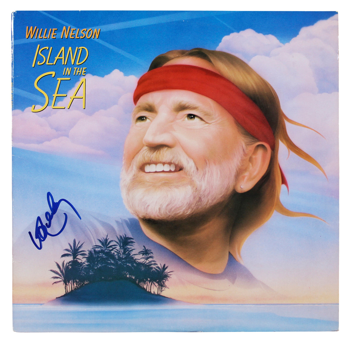 Willie Nelson Signed Island in the Sea Album Cover W/ Vinyl BAS #BR41233