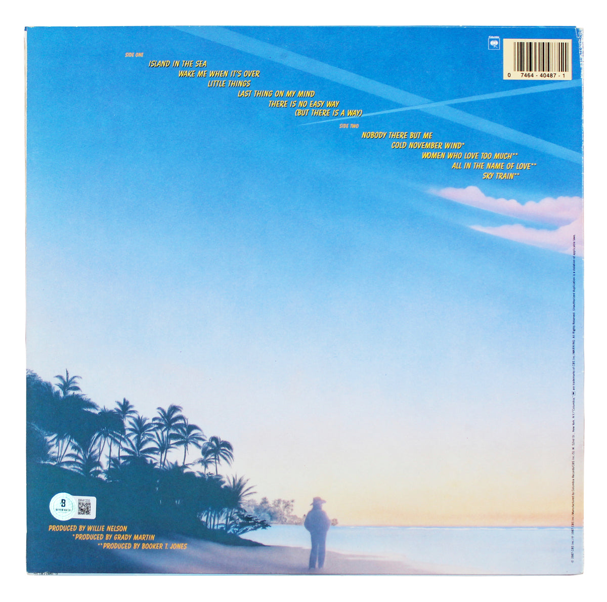 Willie Nelson Signed Island in the Sea Album Cover W/ Vinyl BAS #BR41233