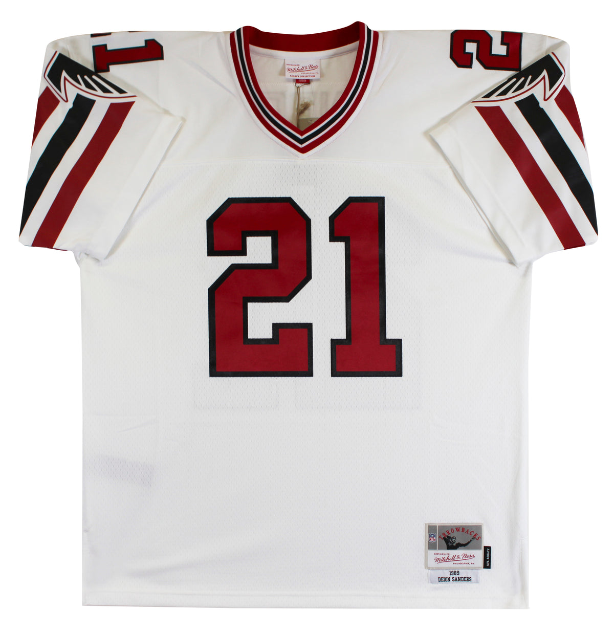 Falcons Deion Sanders "HOF 2011" Authentic Signed White M&N Jersey BAS Witnessed