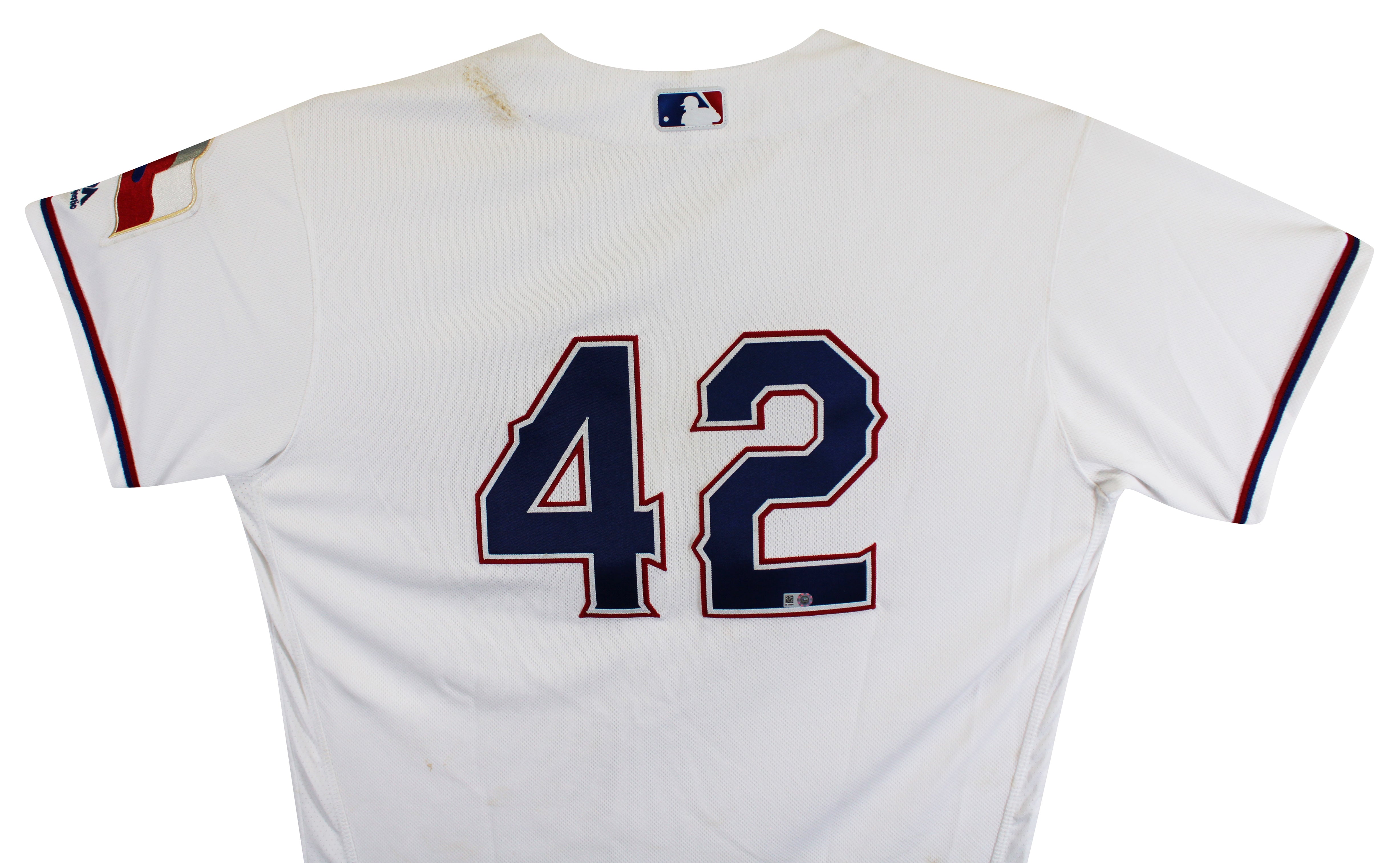Rougned Odor Game Used Jackie Robinson Day White Majestic Flexbase Jersey MLB