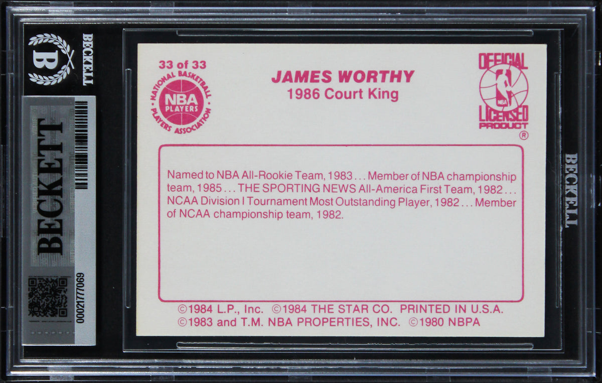Lakers James Worthy Authentic Signed 1986 Star Court Kings #33 Card BAS Slabbed