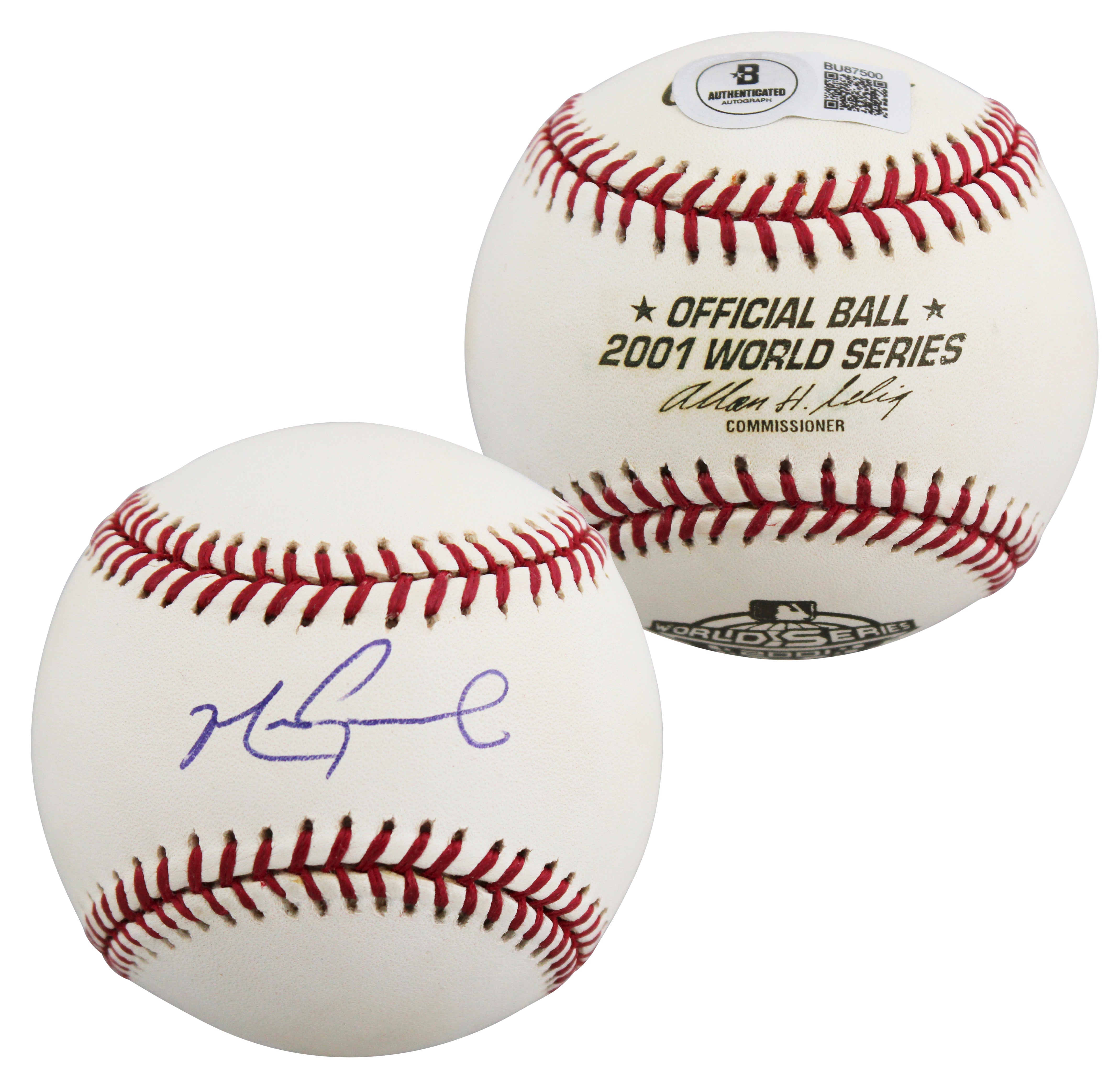 D-Backs Mark Grace Authentic Signed 2001 World Series Logo OML Baseball BAS