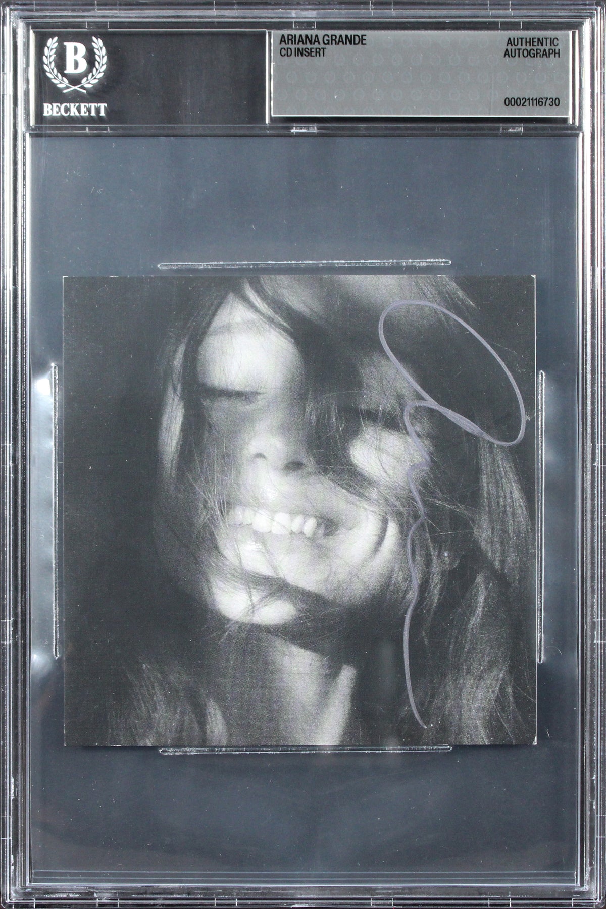Ariana Grande Authentic Signed Petal CD Insert Autographed BAS Slabbed