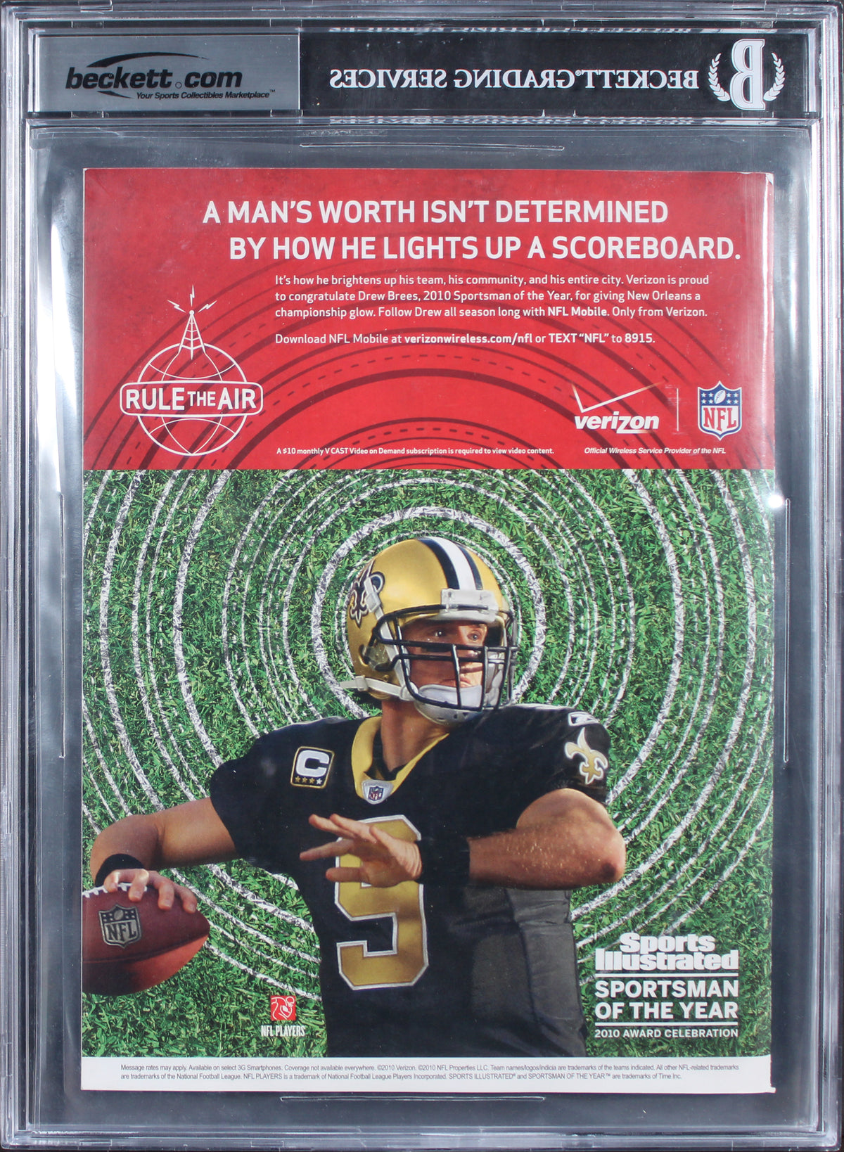 Saints Drew Brees Signed 12/6/2010 Sports Illustrated Magazine BAS Slabbed