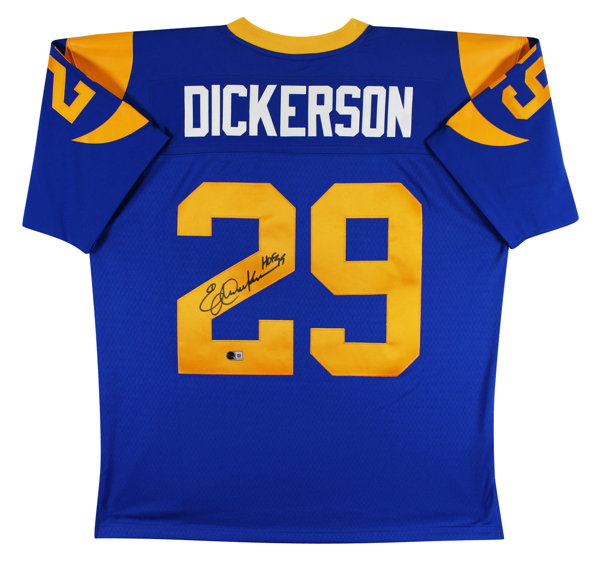 Rams Eric Dickerson "HOF 99" Signed Blue Mitchell & Ness Jersey BAS Witnessed