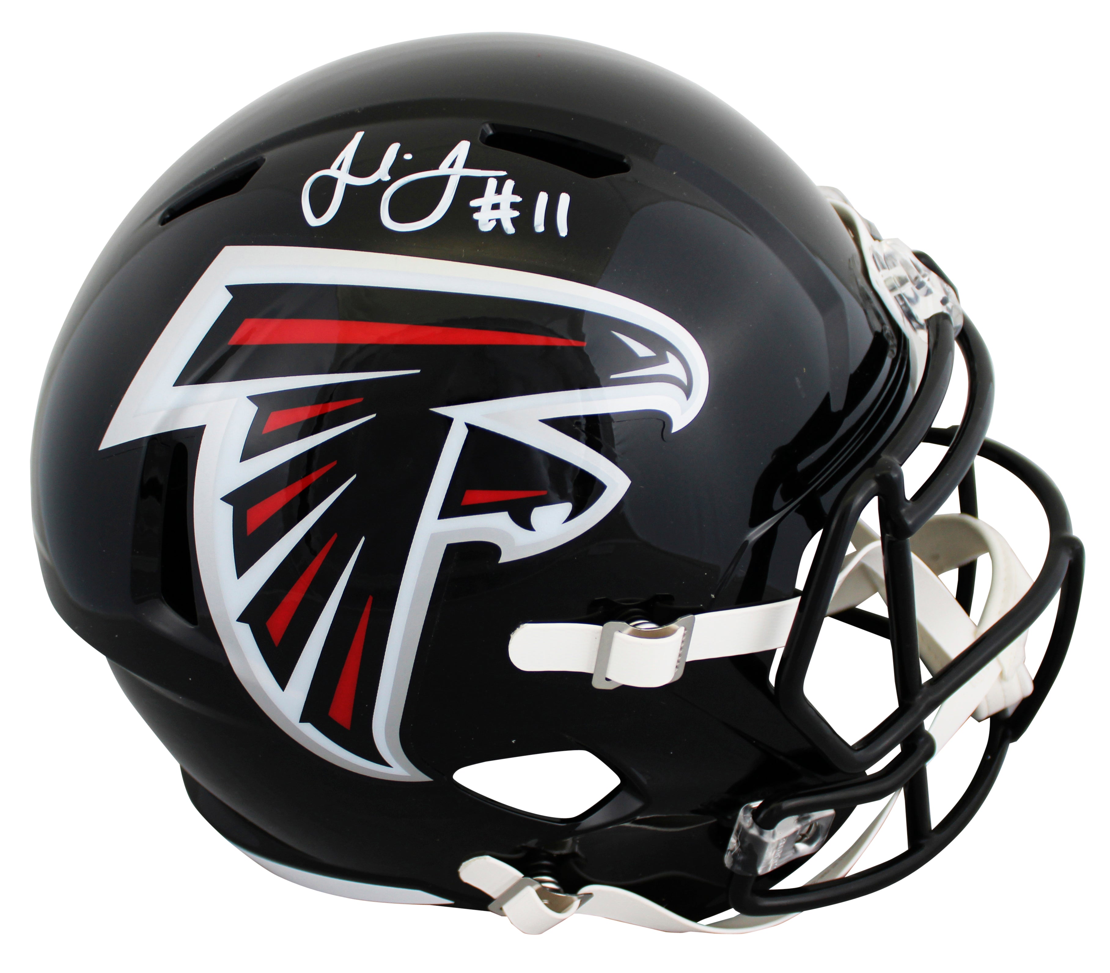Falcons Julio Jones Signed 2003-19 TB Full Size Speed Rep Helmet W/ Case BAS Wit