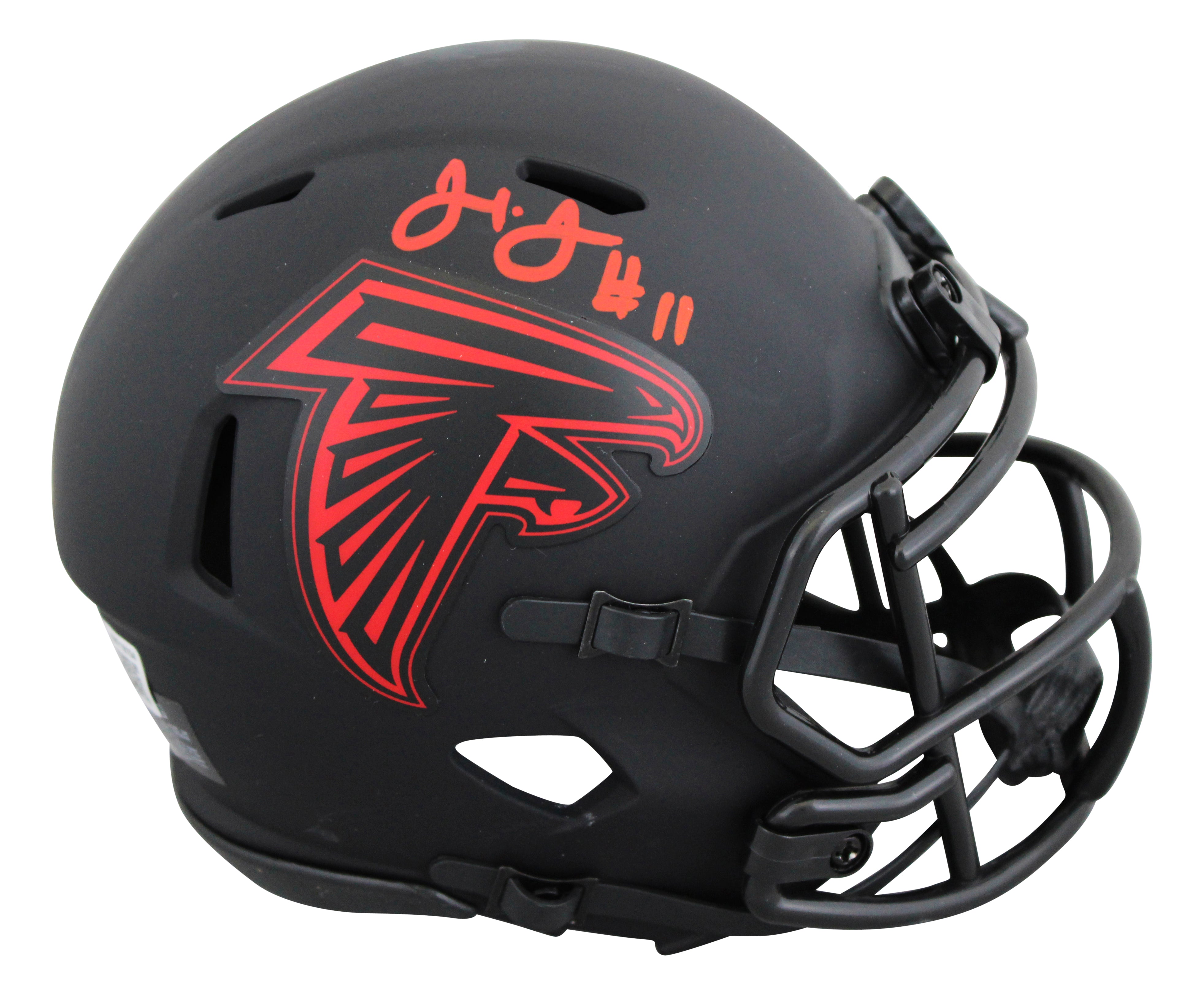 Falcons Julio Jones Signed Eclipse Speed Mini Helmet W/ Case BAS Witnessed