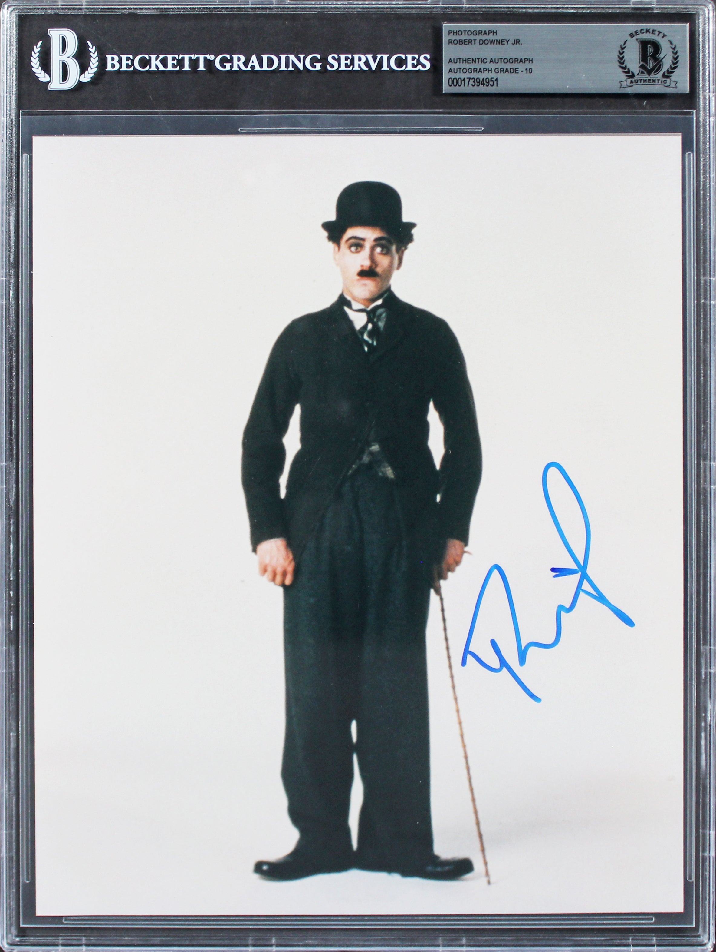 Robert Downey Jr. Chaplin Authentic Signed 8x10 Photo Auto Graded 10 BAS Slabbed